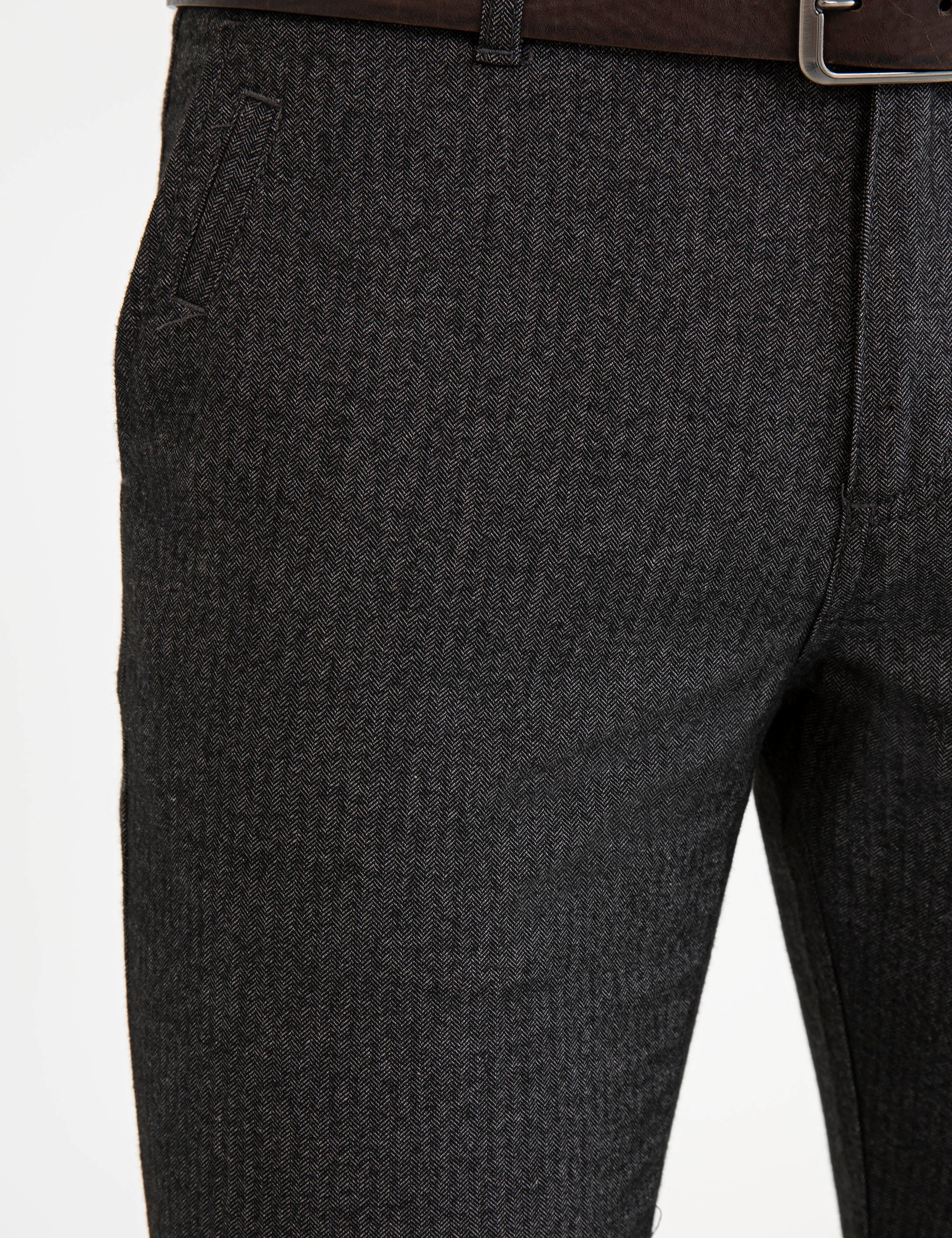 Gri Slim Fit Kanvas Pantolon