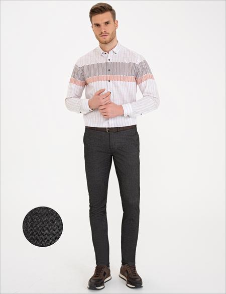 Gri Slim Fit Kanvas Pantolon - 50230176011