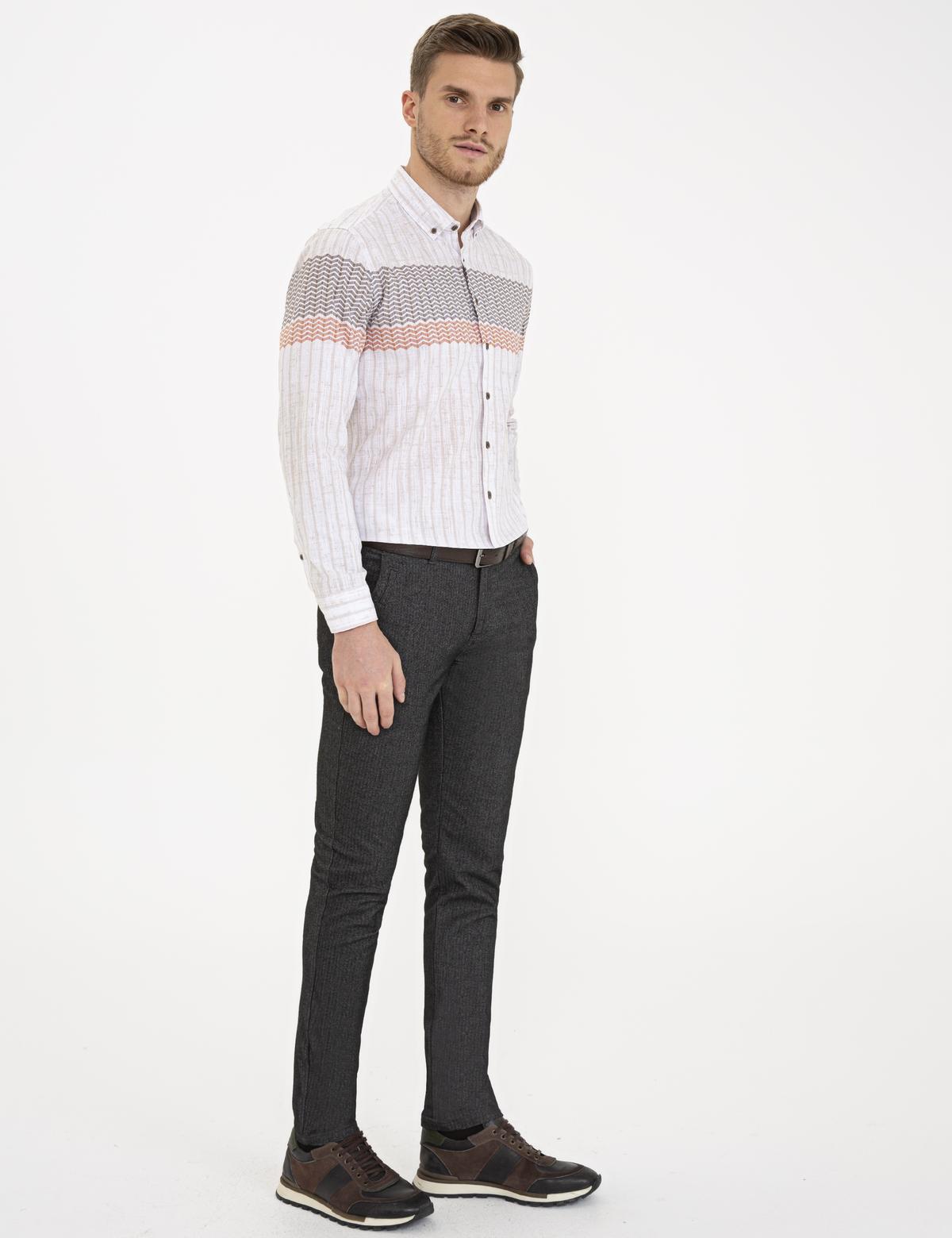 Gri Slim Fit Kanvas Pantolon - 50230176011