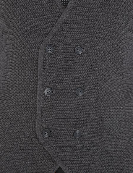 Koyu Gri Melanj Slim Fit Triko Yelek - 50228425037