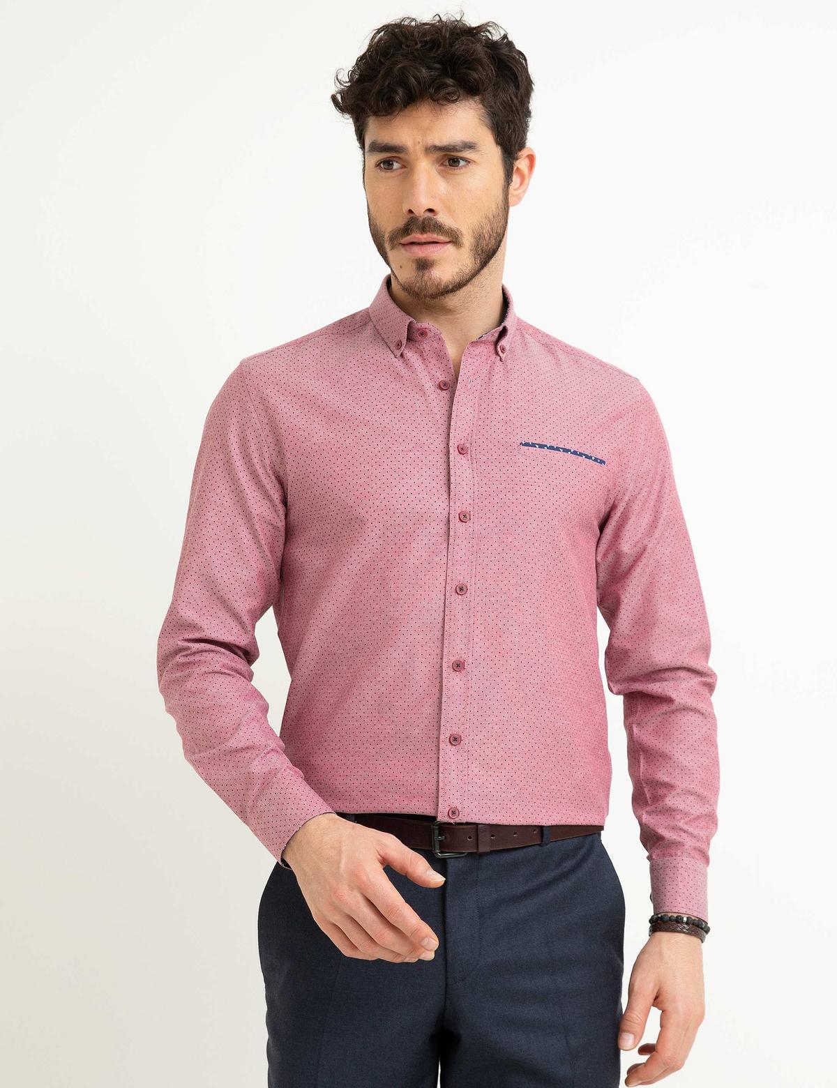 Bordo Slim Fit Gömlek