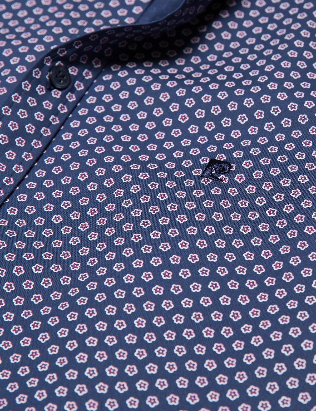 Kırmızı Detaylı Lacivert Slim Fit Gömlek - 50191727004