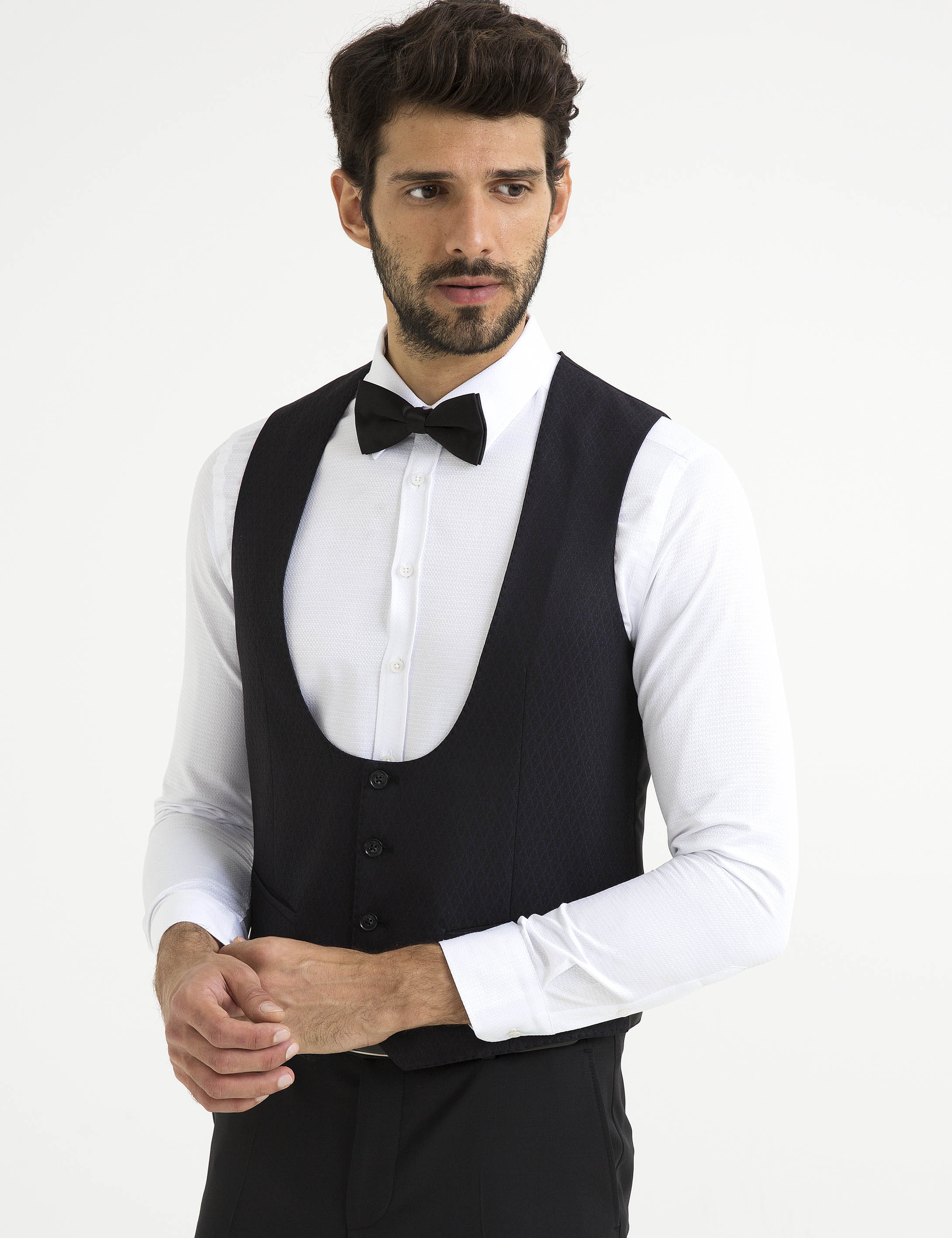 Mürdüm Yelekli Damatlık Smokin - Image 5