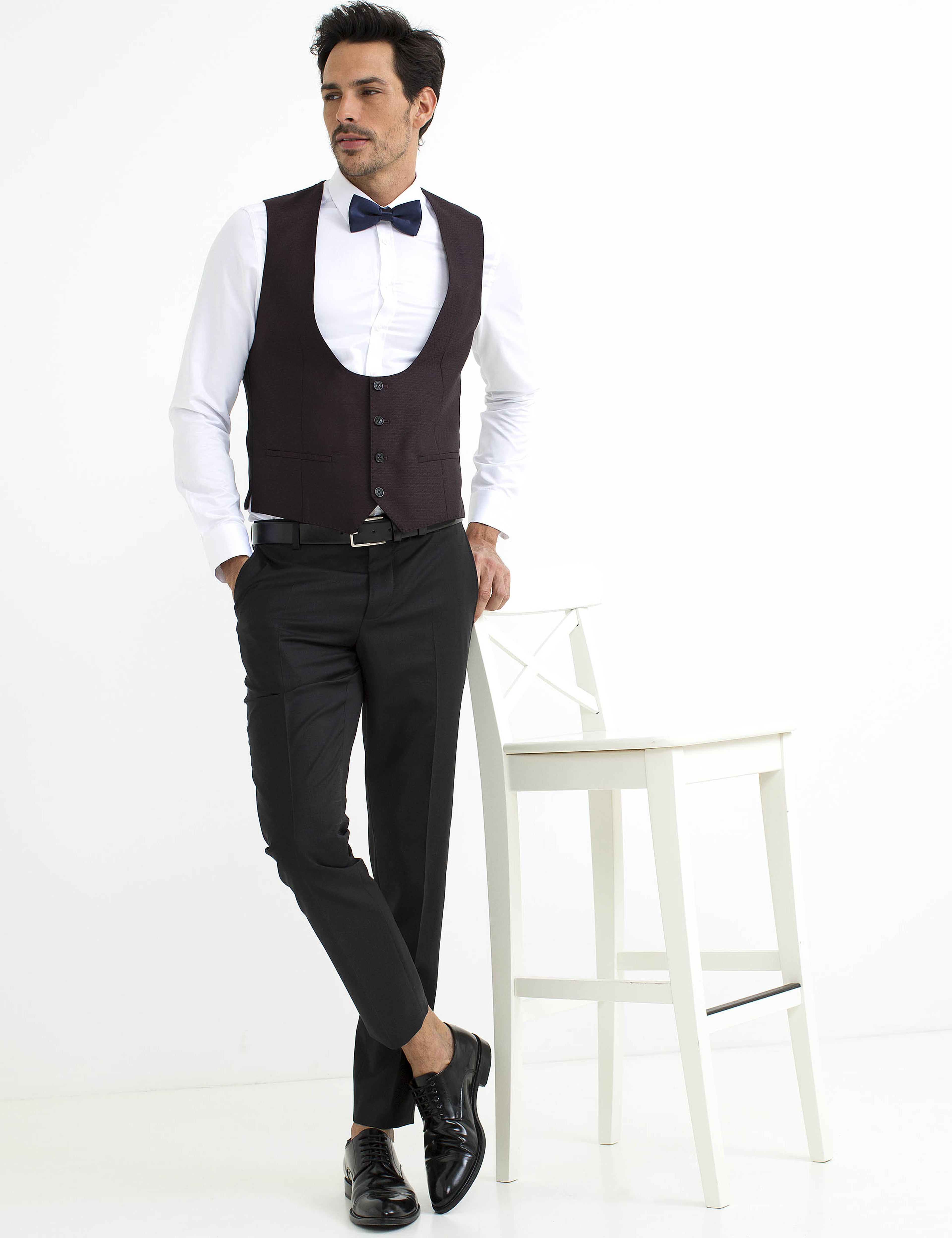 Bordo Yelekli Damatlık Smokin - Image 5