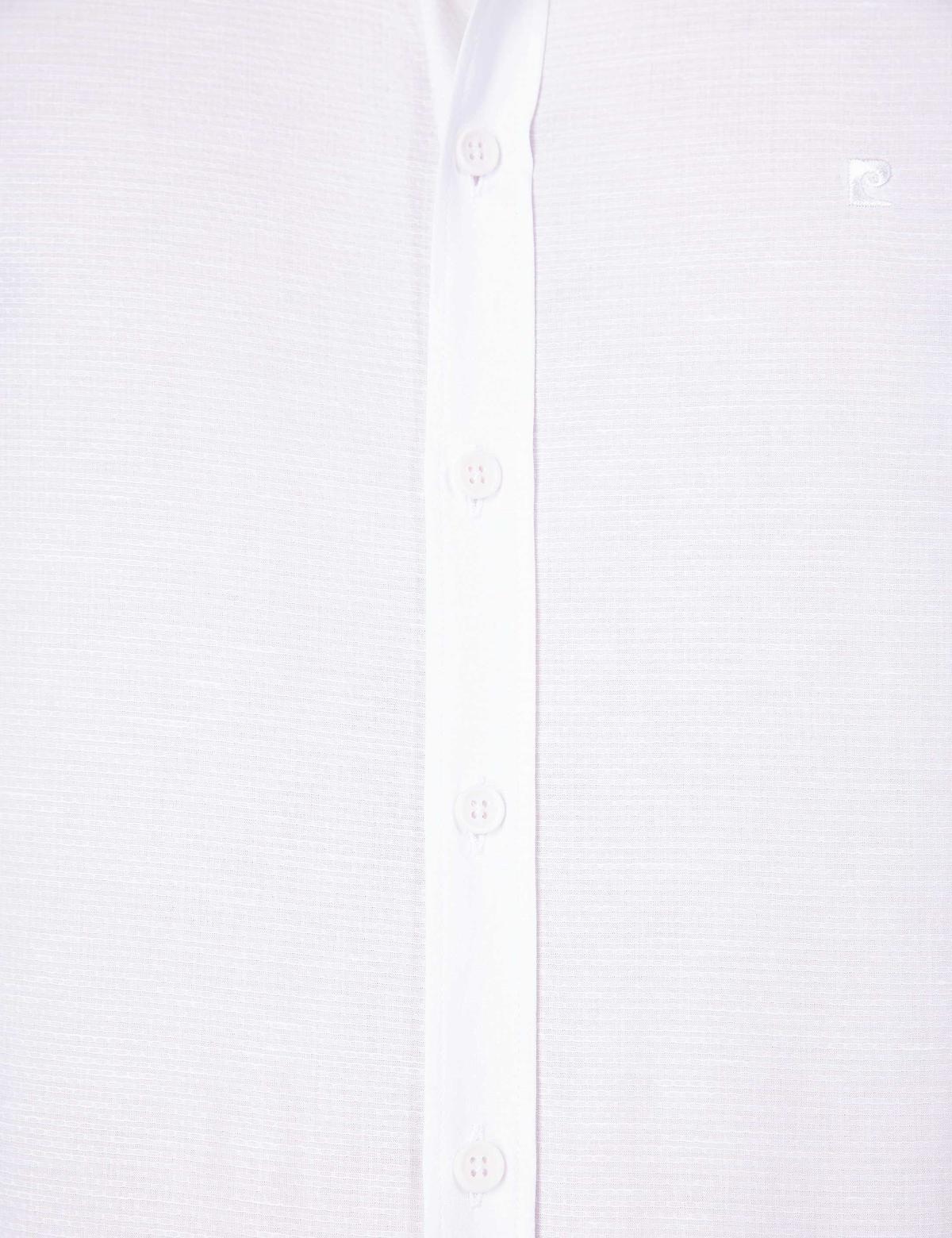 Beyaz Slim Fit Keten Karışımlı Gömlek - 50203447006