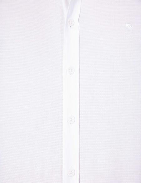 Beyaz Slim Fit Keten Karışımlı Gömlek - 50203447006