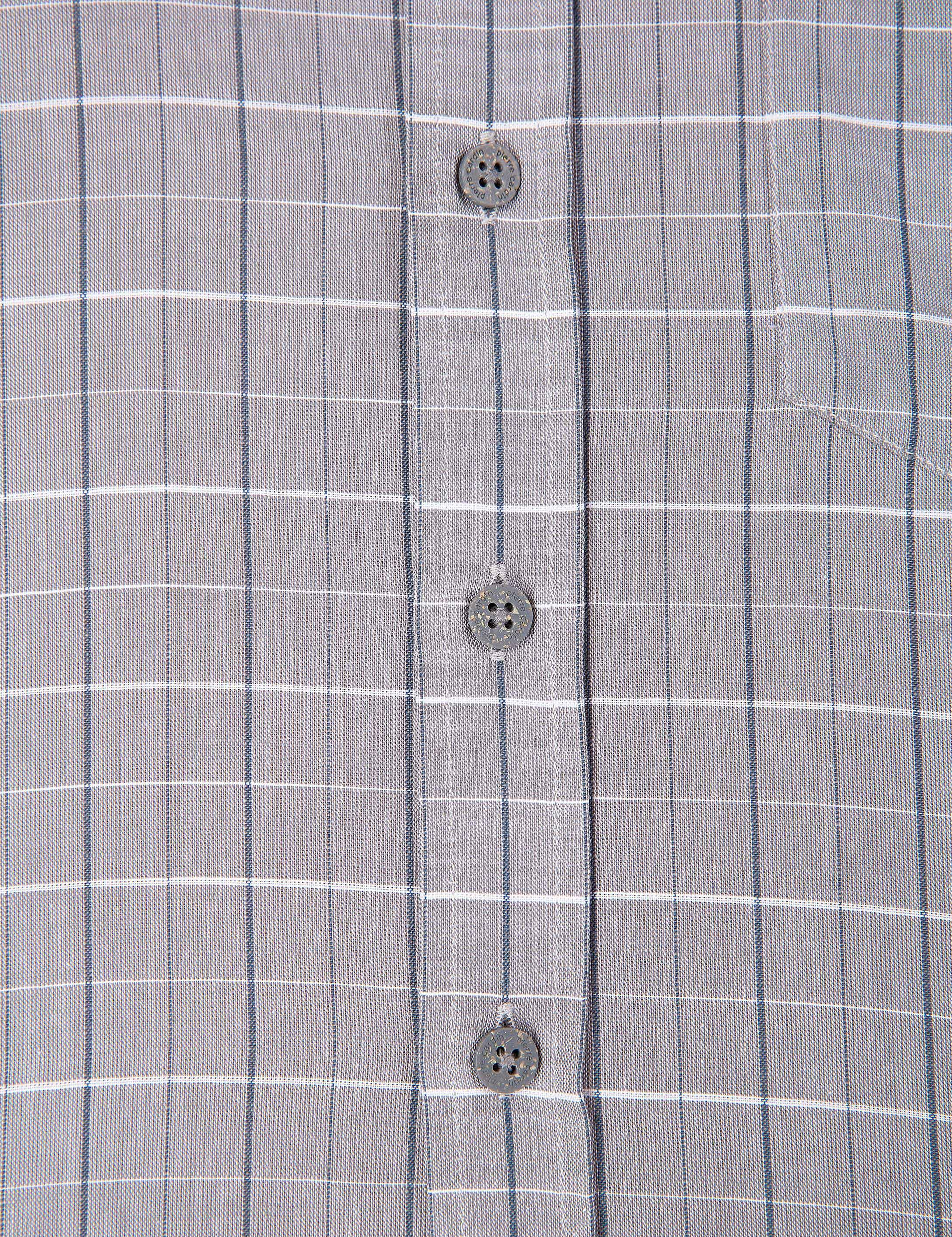 Gri Regular Fit Kısa Kollu Gömlek - Image 6