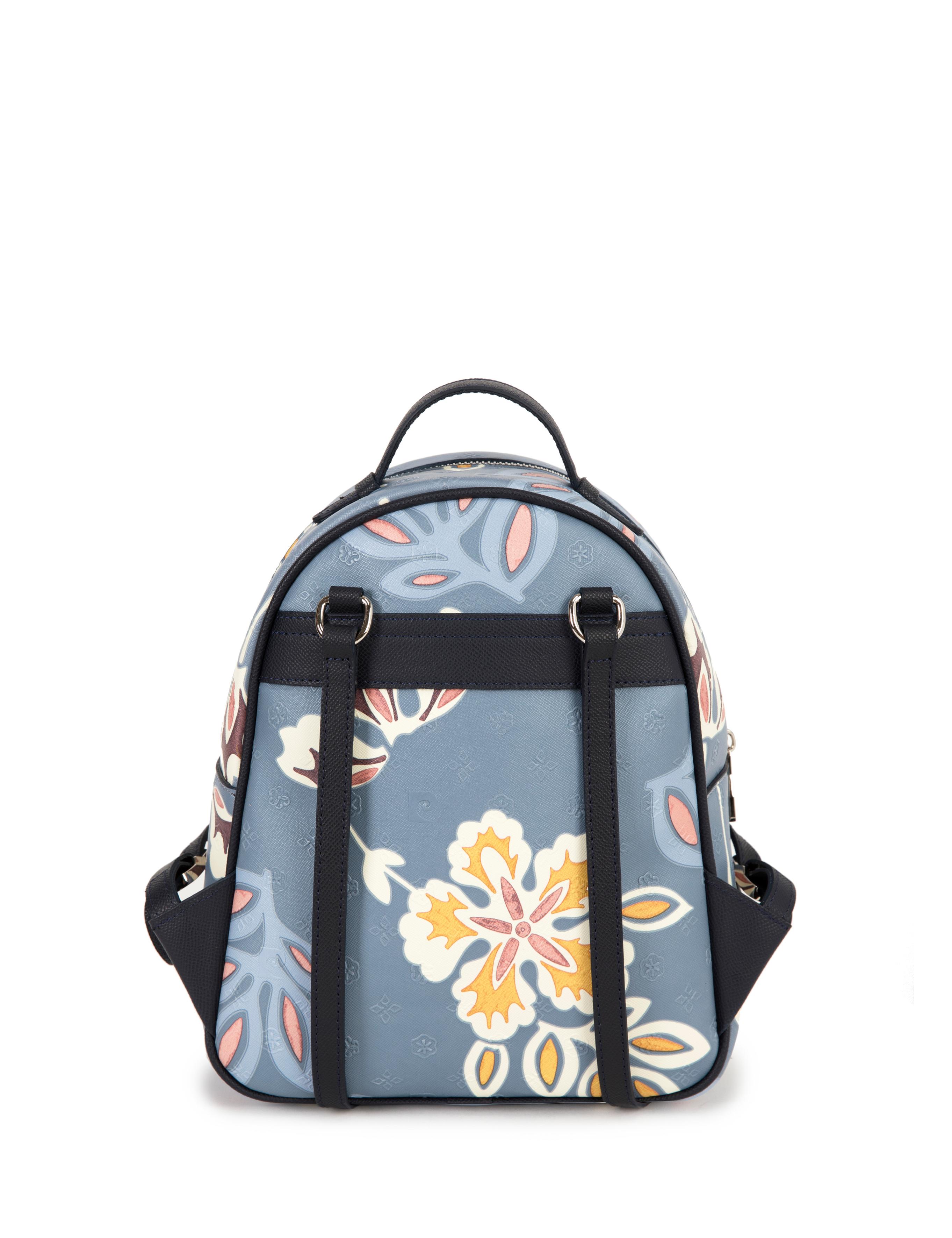 Çiçek Desenli Mavi Sırt Çantası