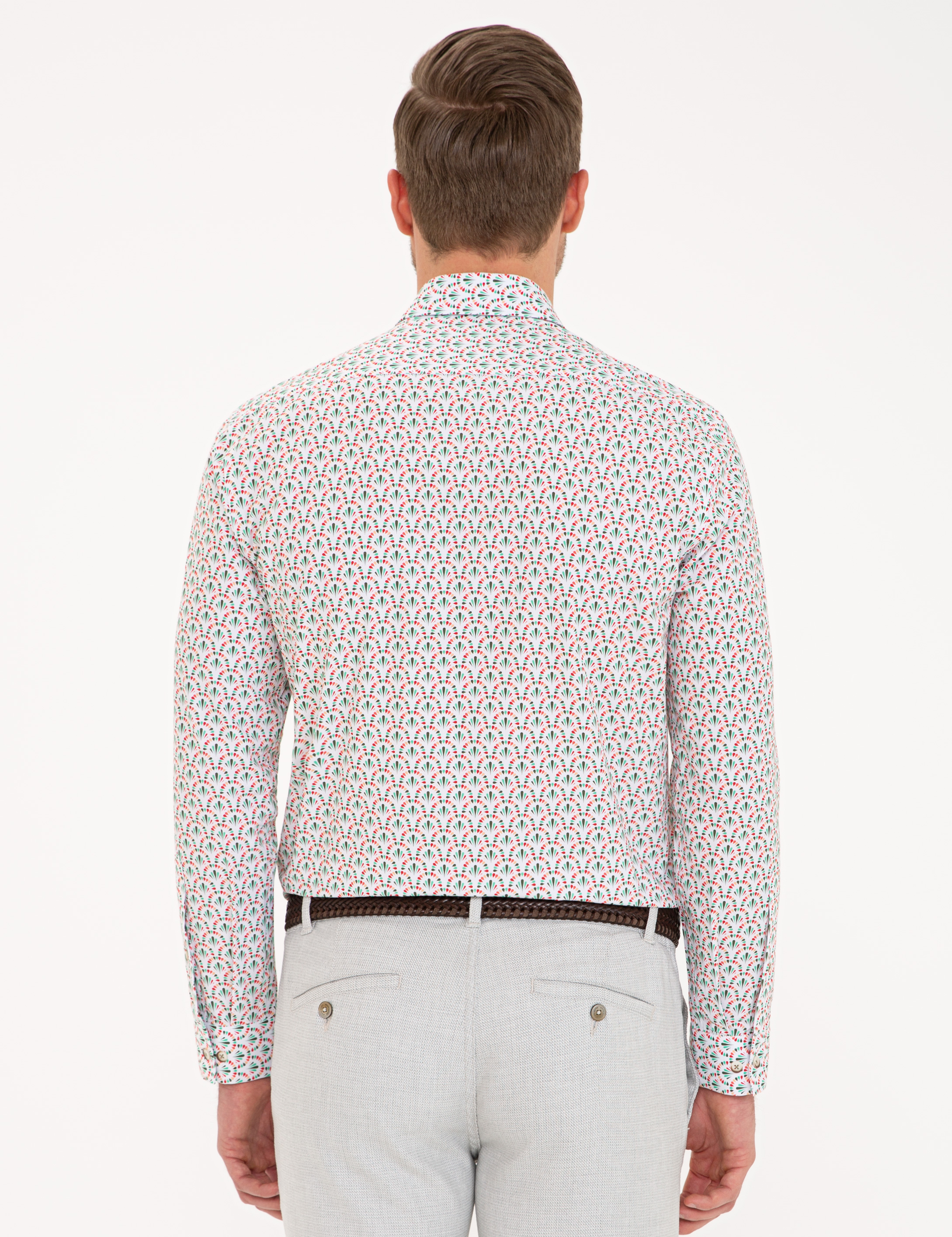 Yeşil Slim Fit Uzun Kollu Gömlek - Image 3