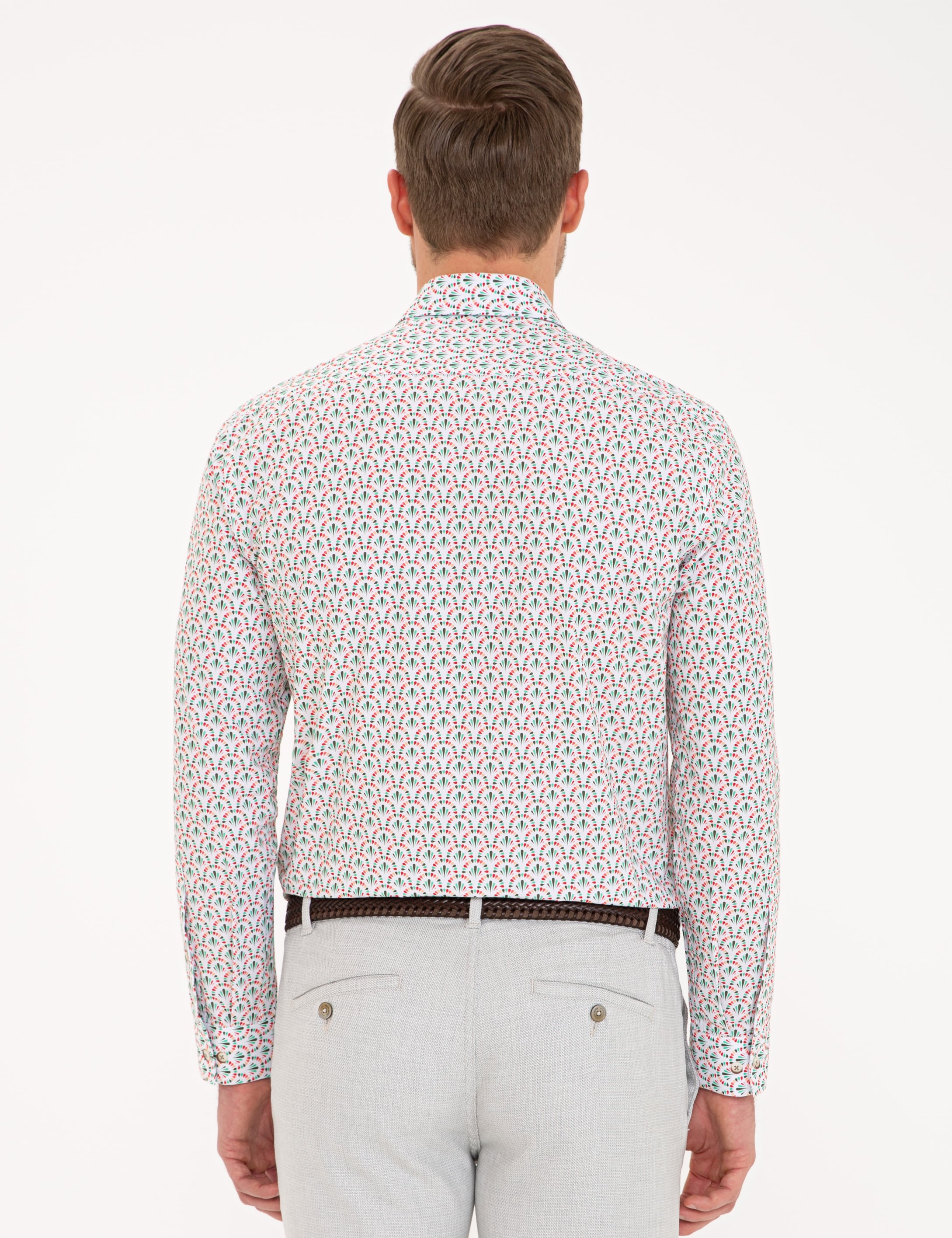 Yeşil Slim Fit Uzun Kollu Gömlek