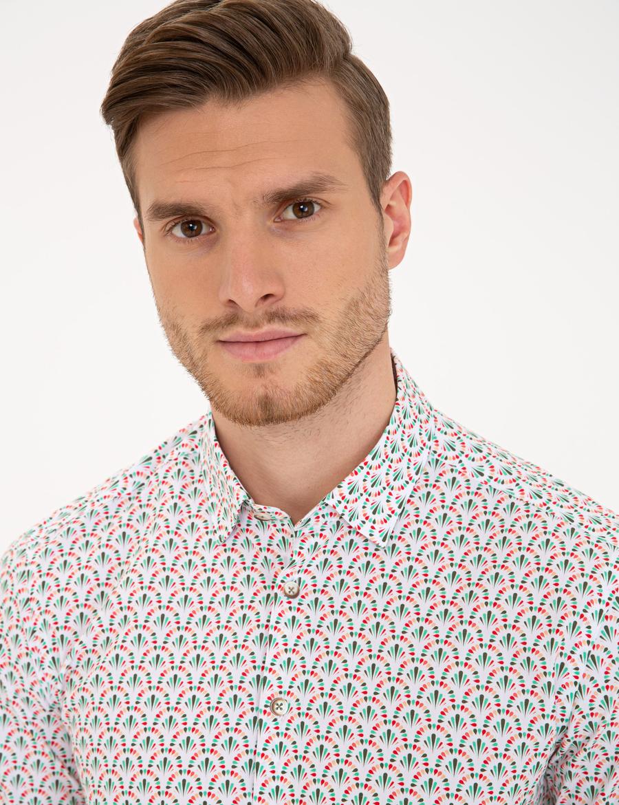 Yeşil Slim Fit Uzun Kollu Gömlek