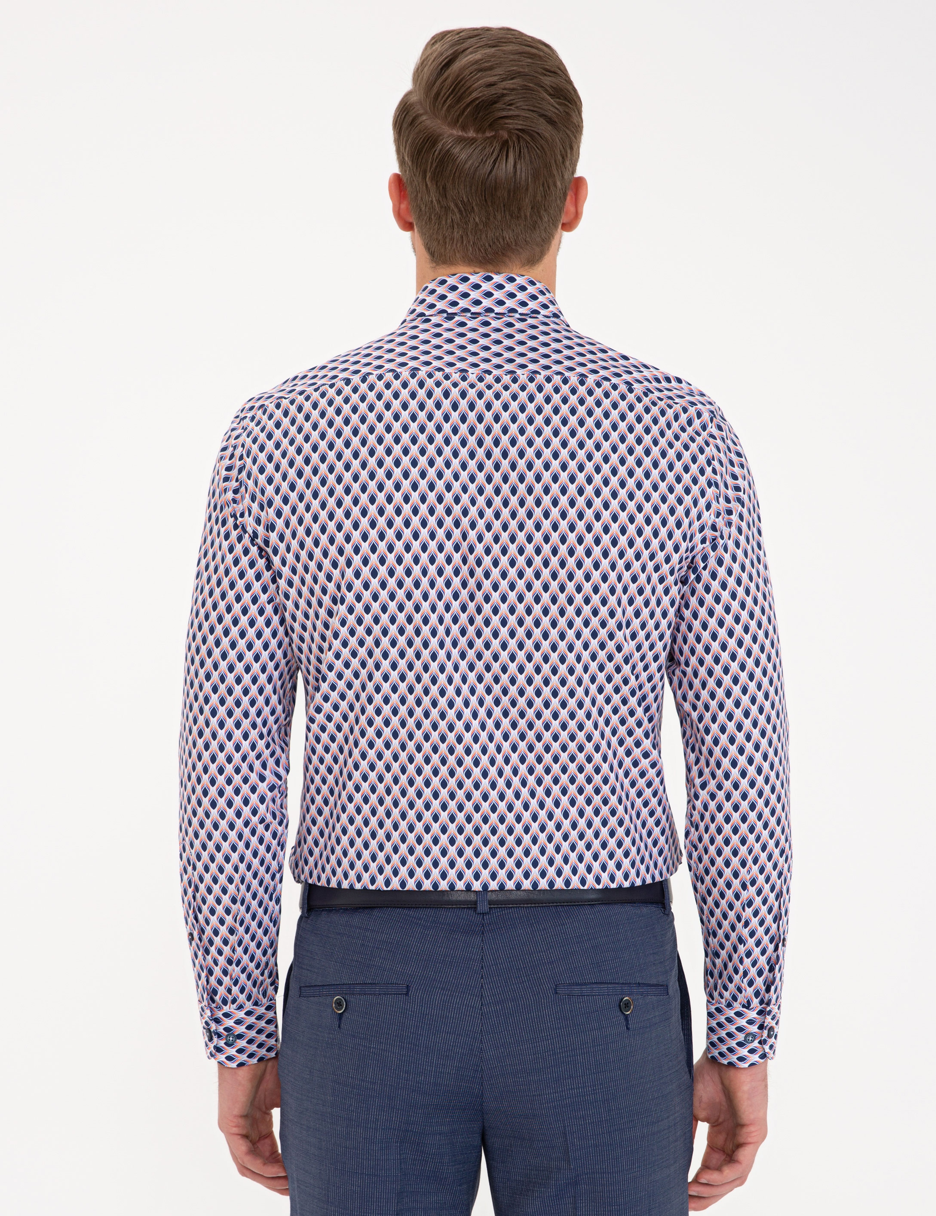 Lacivert Slim Fit Uzun Kollu Gömlek