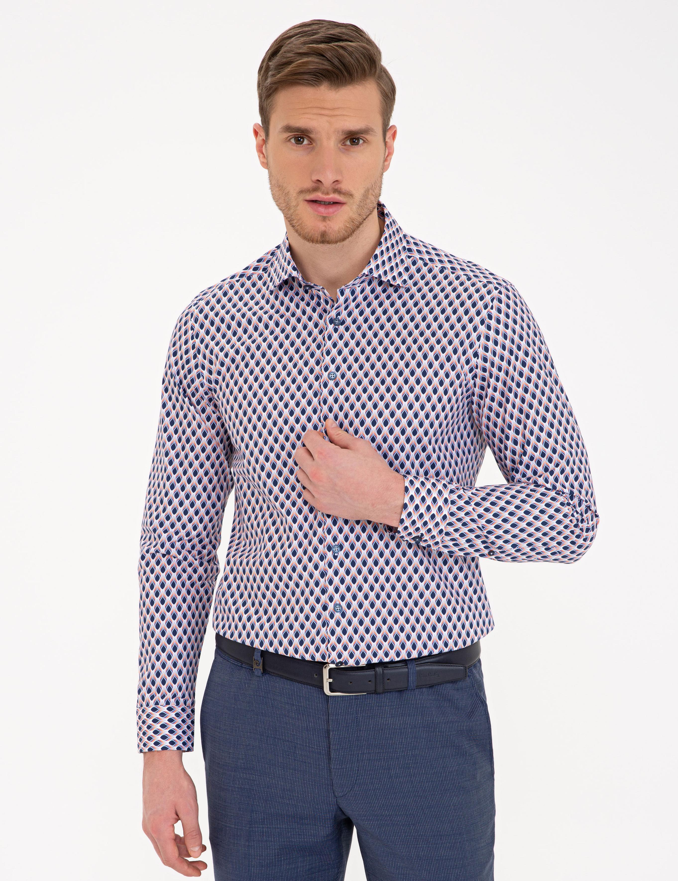 Lacivert Slim Fit Uzun Kollu Gömlek