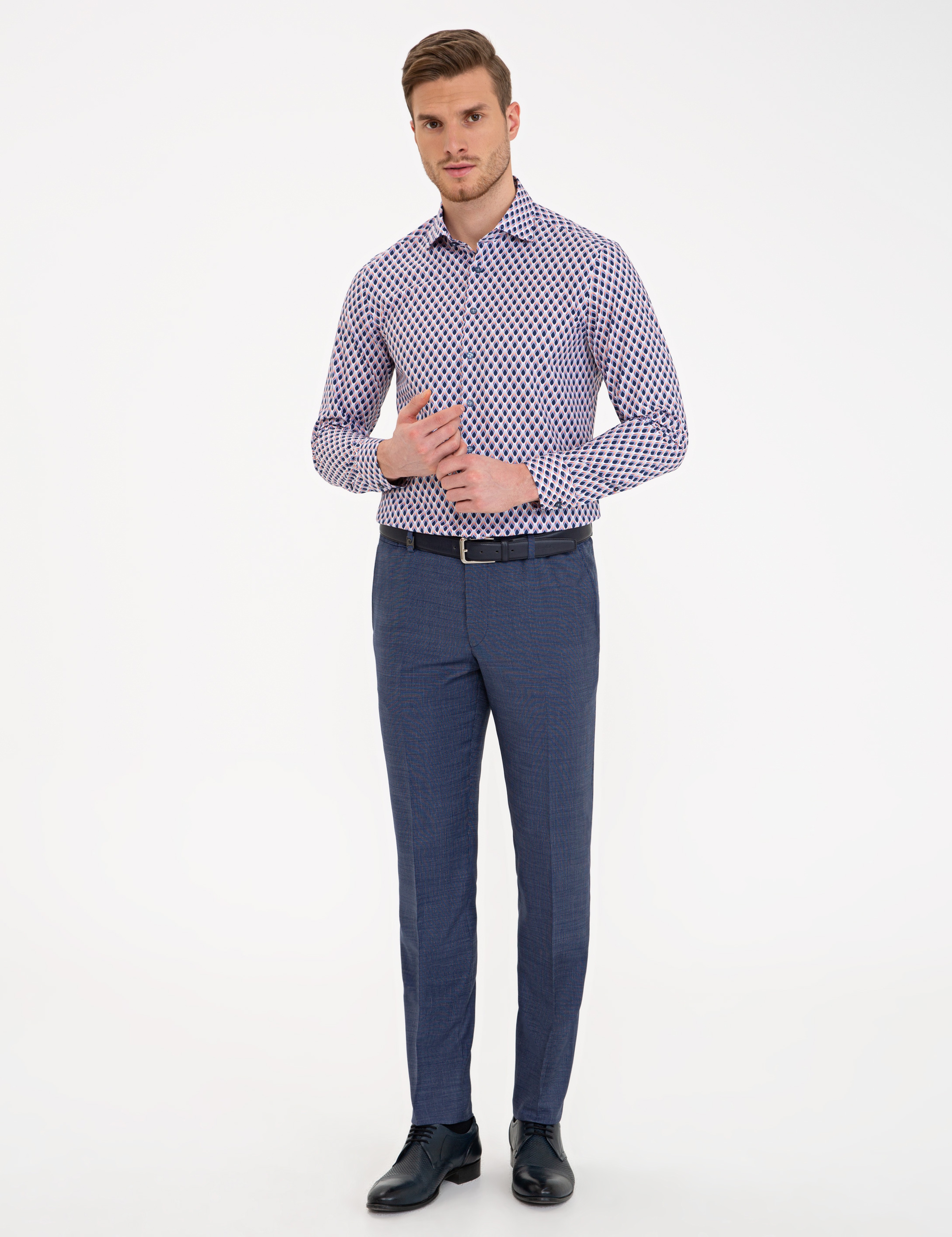 Lacivert Slim Fit Uzun Kollu Gömlek - Image 4