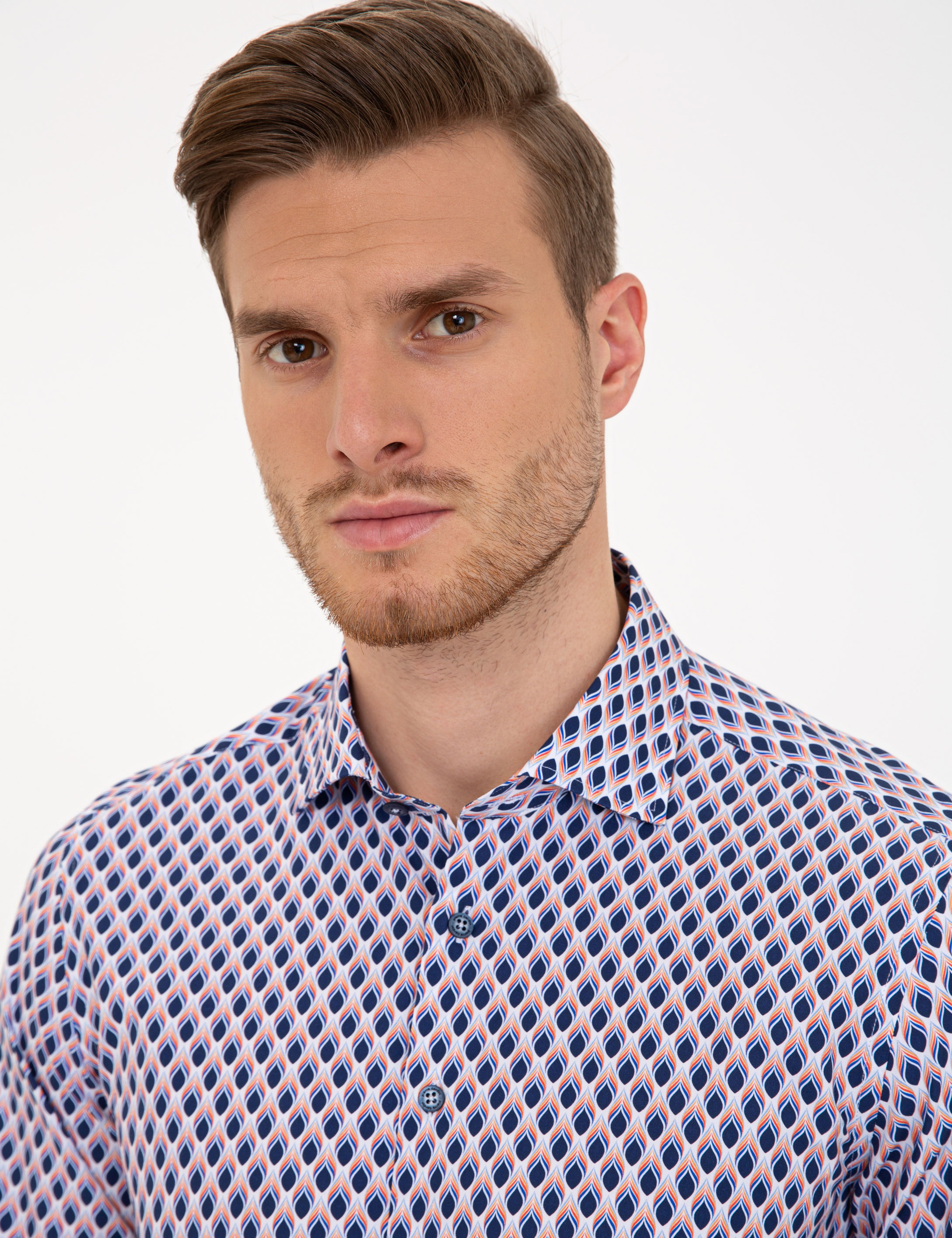 Lacivert Slim Fit Uzun Kollu Gömlek - Image 2