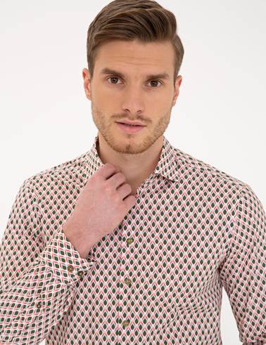 Yeşil Slim Fit Uzun Kollu Gömlek