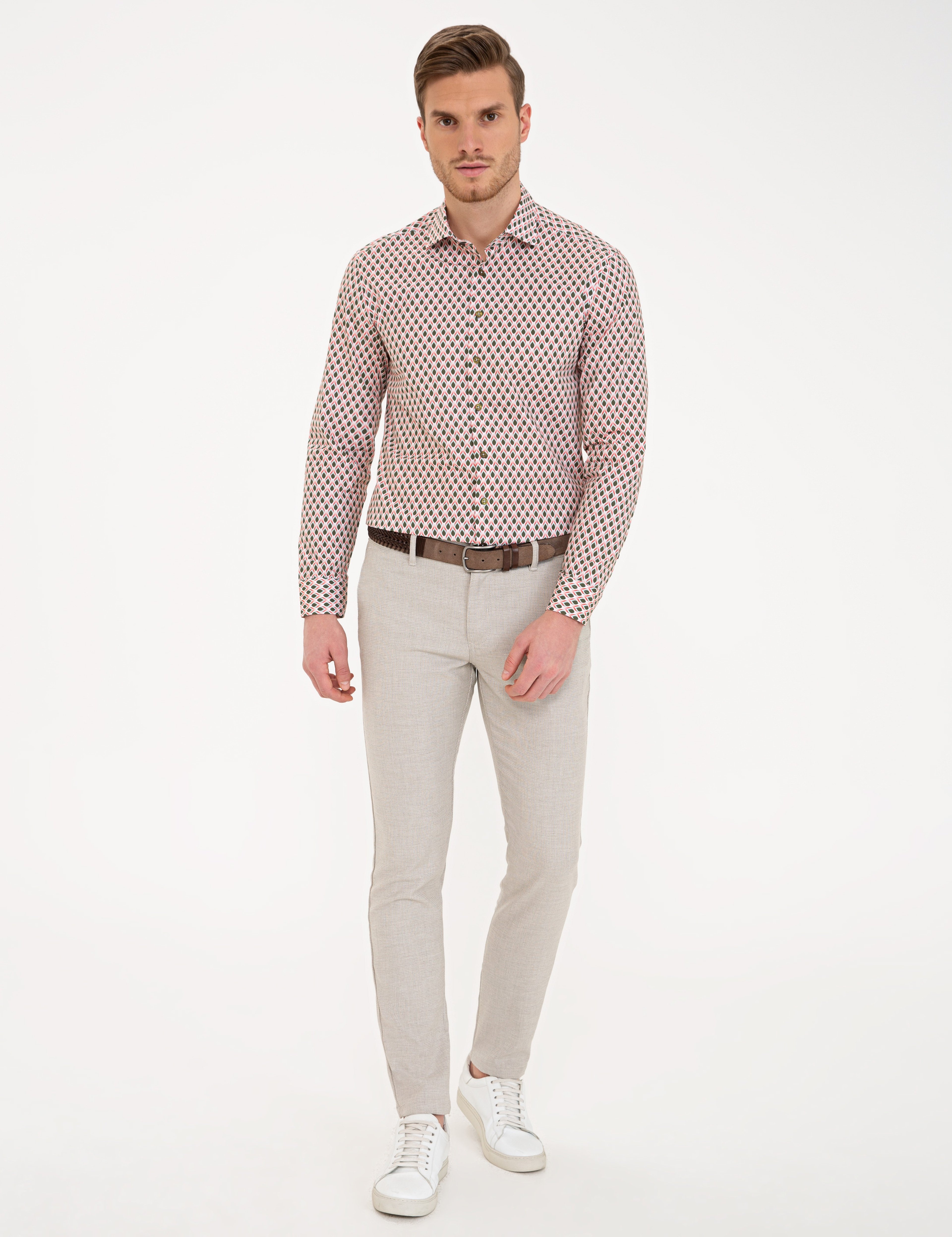 Yeşil Slim Fit Uzun Kollu Gömlek - Image 4