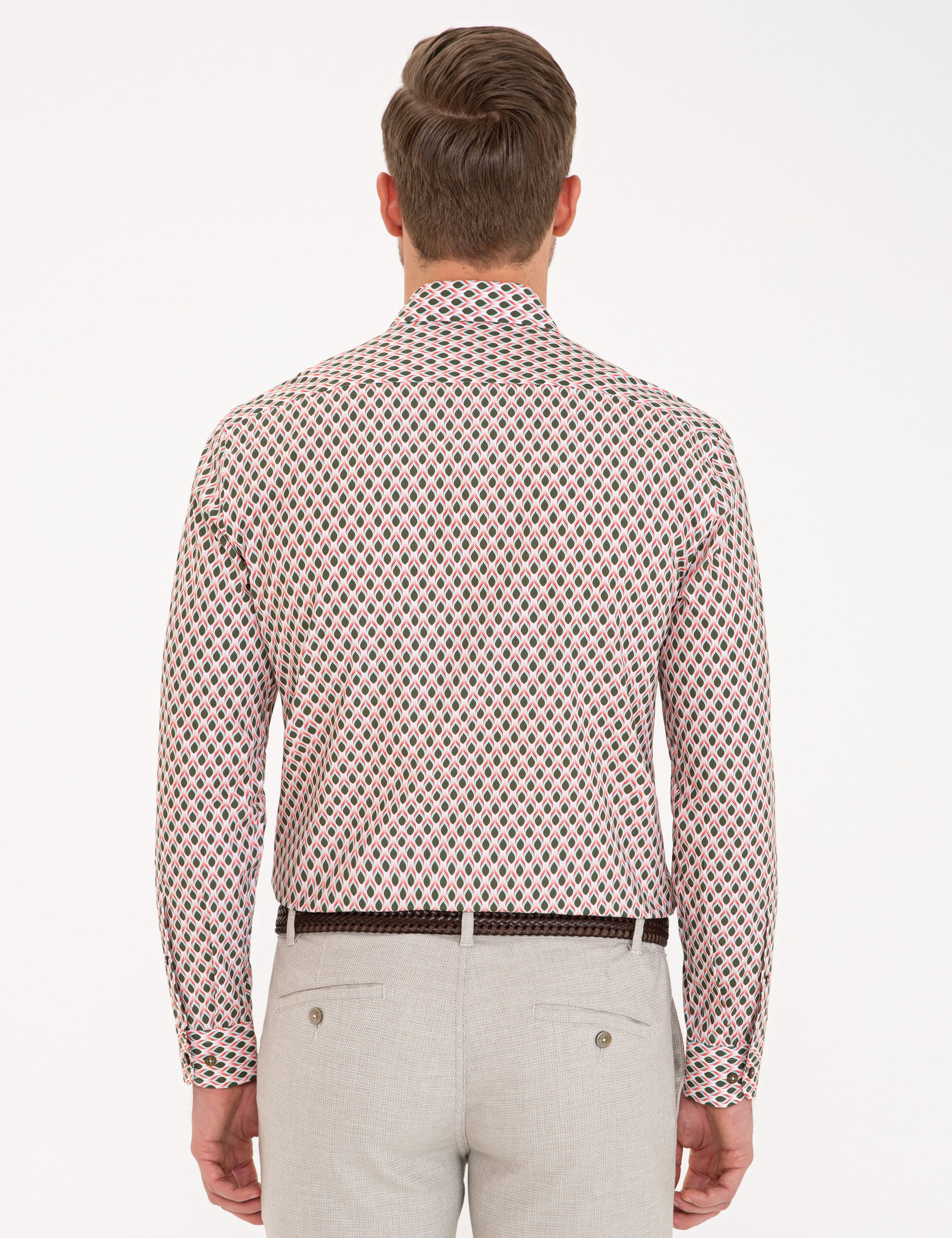 Yeşil Slim Fit Uzun Kollu Gömlek