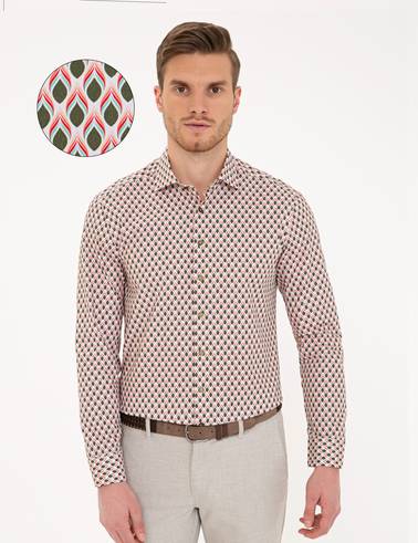 Yeşil Slim Fit Uzun Kollu Gömlek