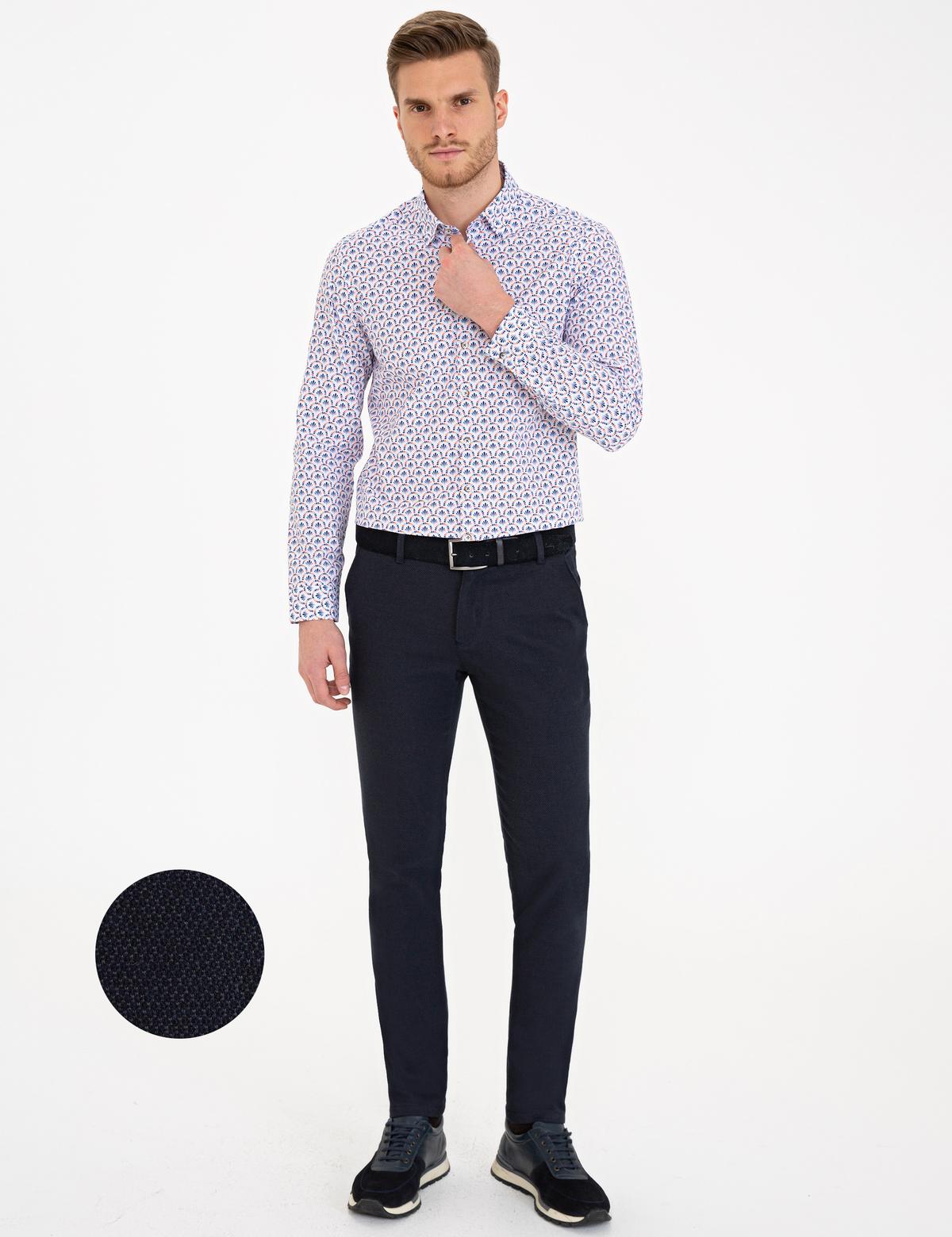 Lacivert Slim Fit Kanvas Pantolon