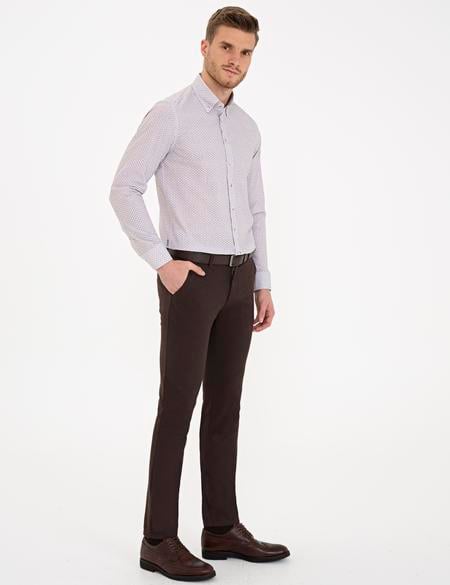 Kahverengi Slim Fit Kanvas Pantolon - 50229495082