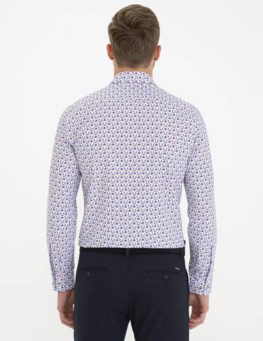 Lacivert Slim Fit Uzun Kollu Gömlek
