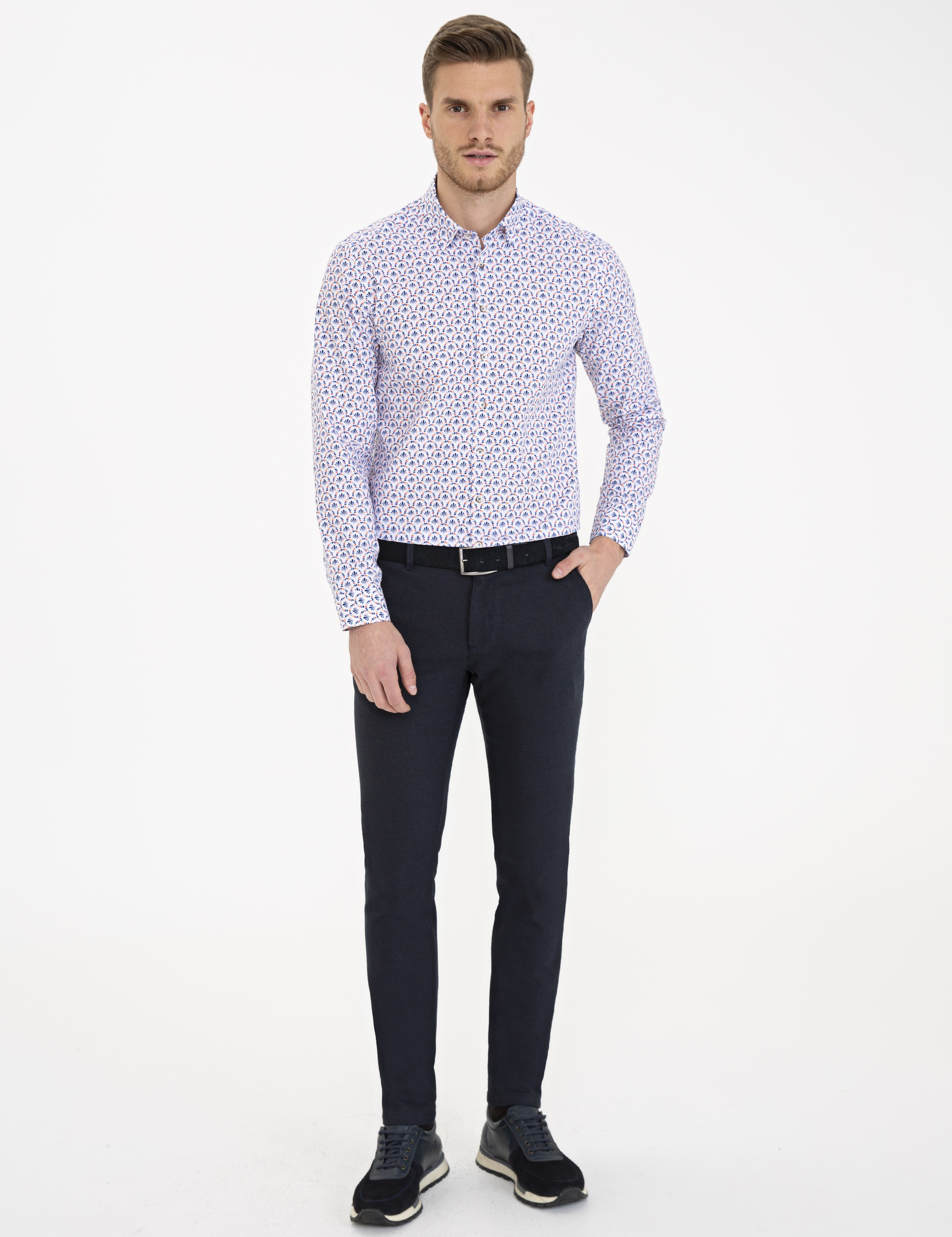 Lacivert Slim Fit Uzun Kollu Gömlek - Image 4