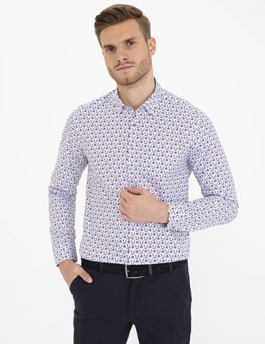 Lacivert Slim Fit Uzun Kollu Gömlek