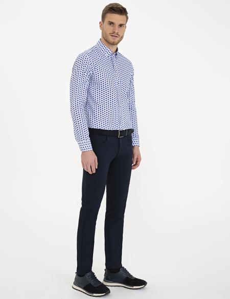 Lacivert Slim Fit Kanvas Pantolon - 50227135065
