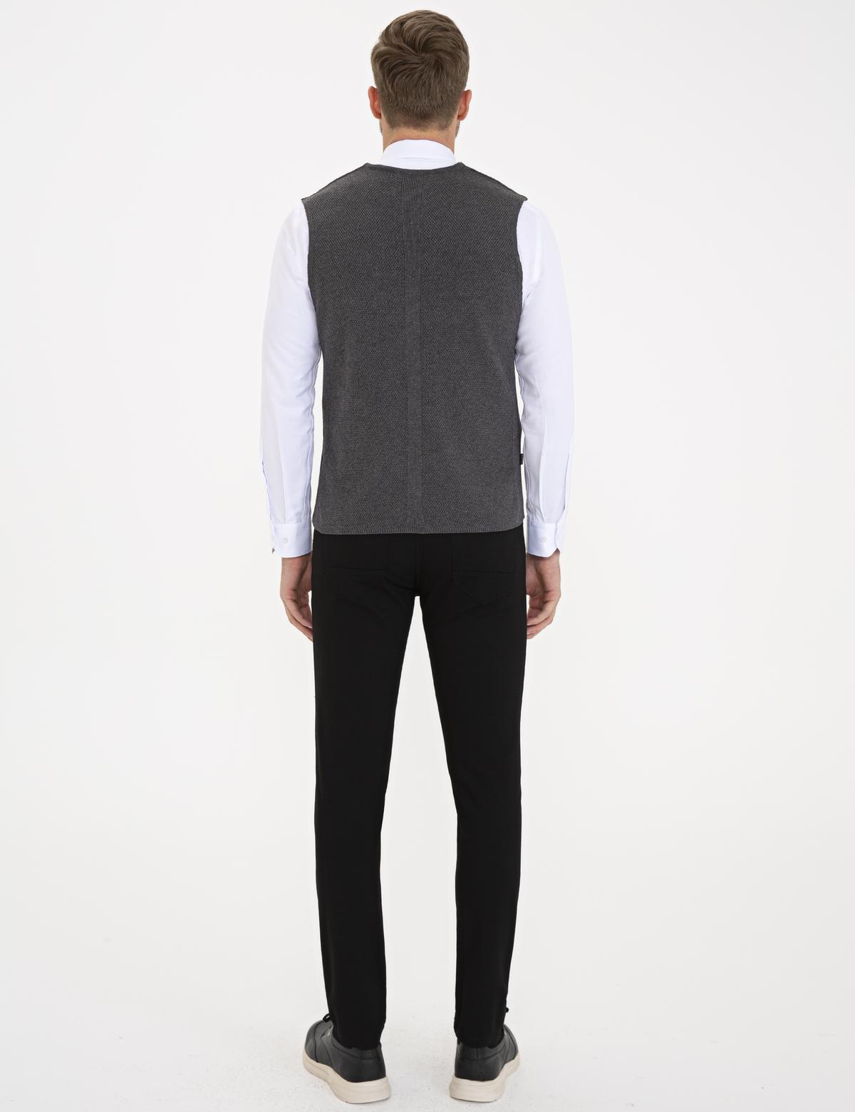 Siyah Slim Fit Kanvas Pantolon - 50227135098