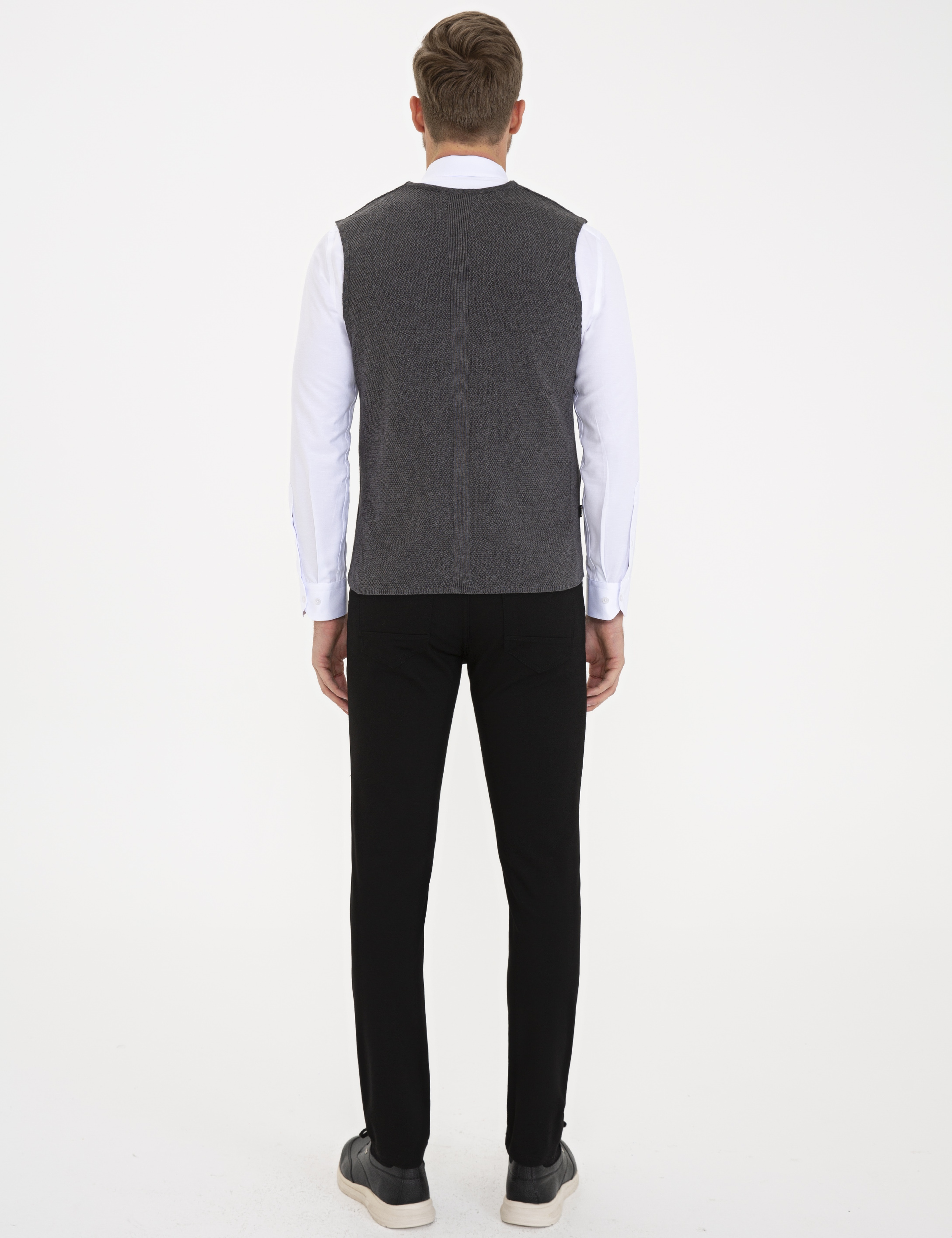 Siyah Slim Fit Kanvas Pantolon - Image 3