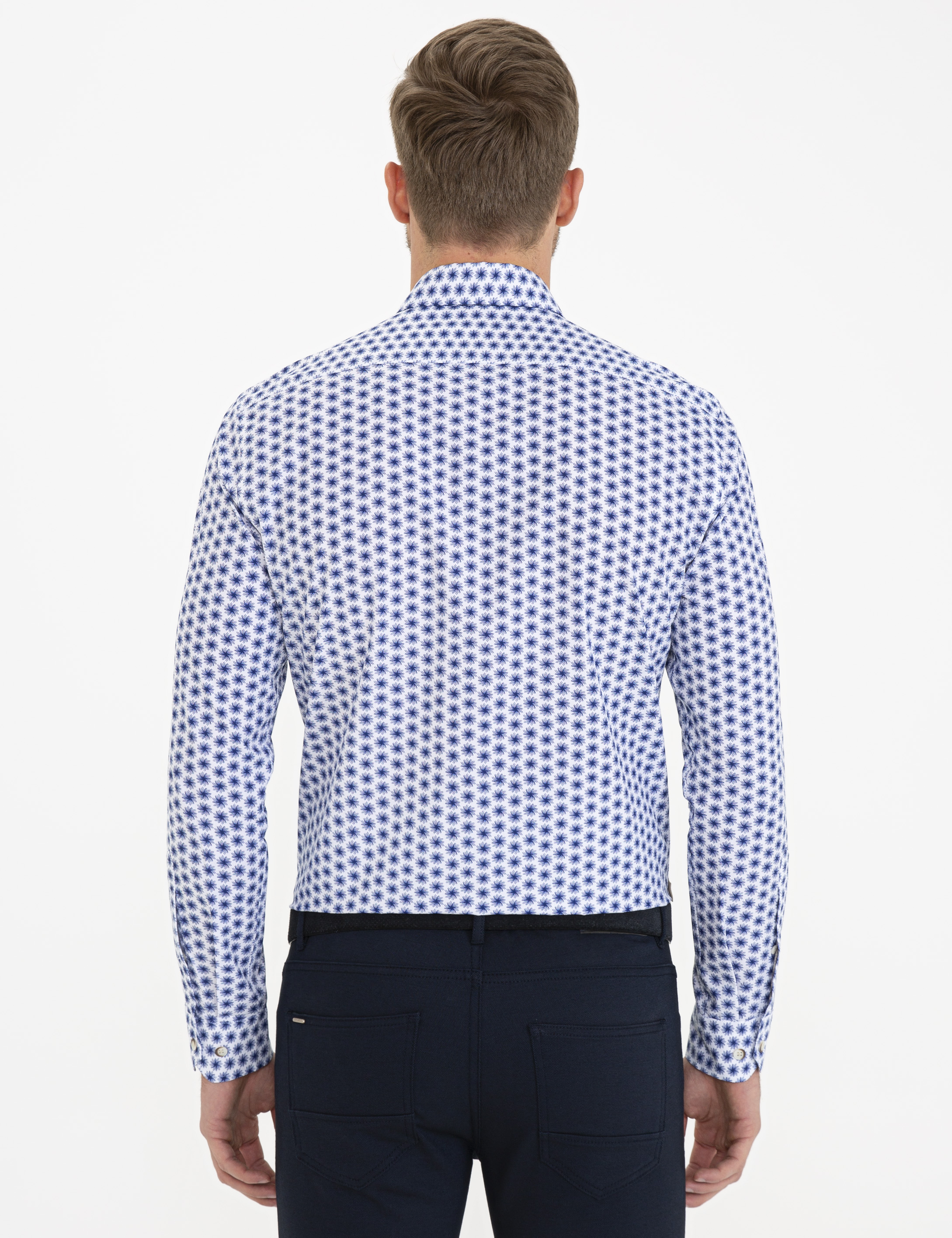 Lacivert Slim Fit Uzun Kollu Gömlek - Image 3