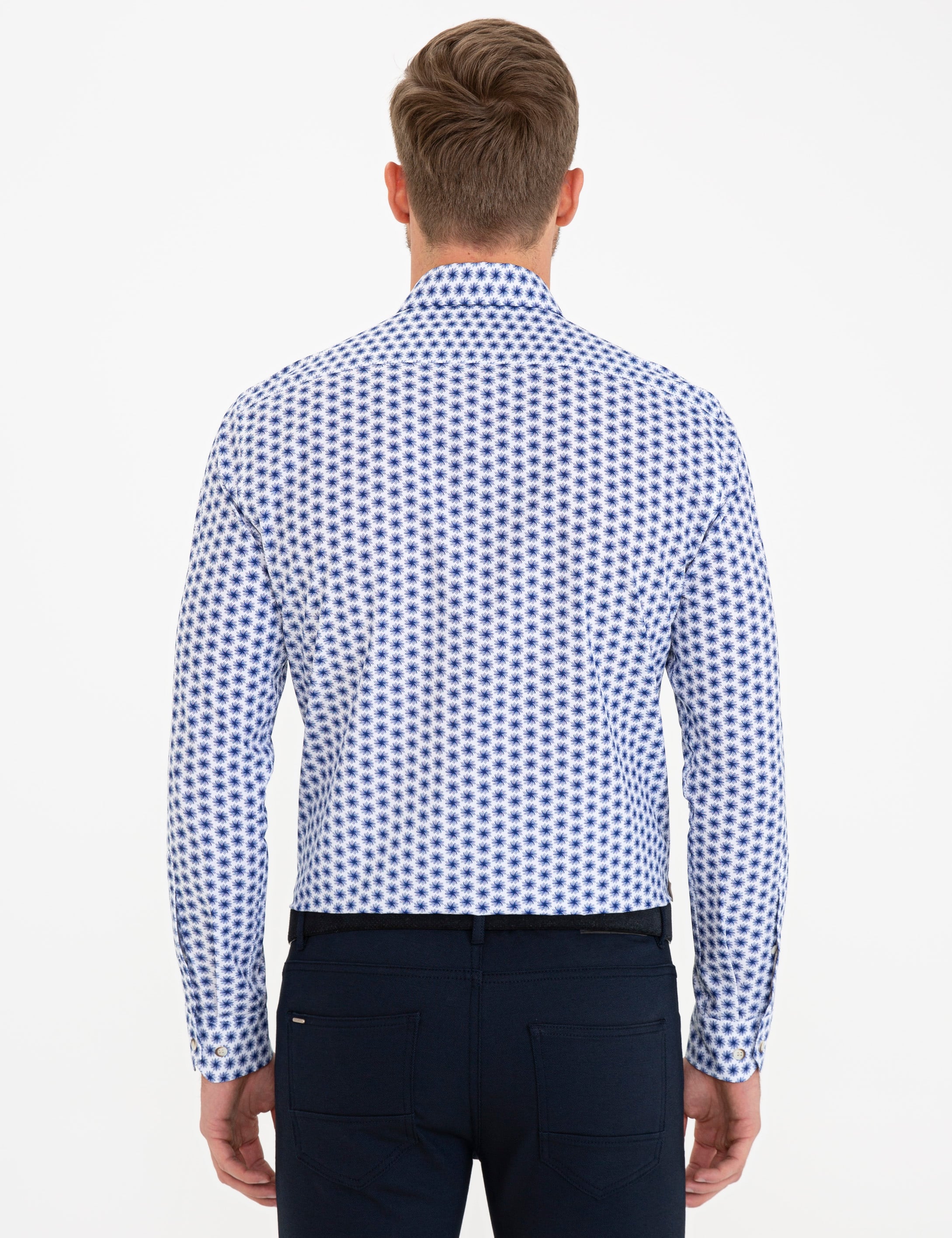 Lacivert Slim Fit Uzun Kollu Gömlek