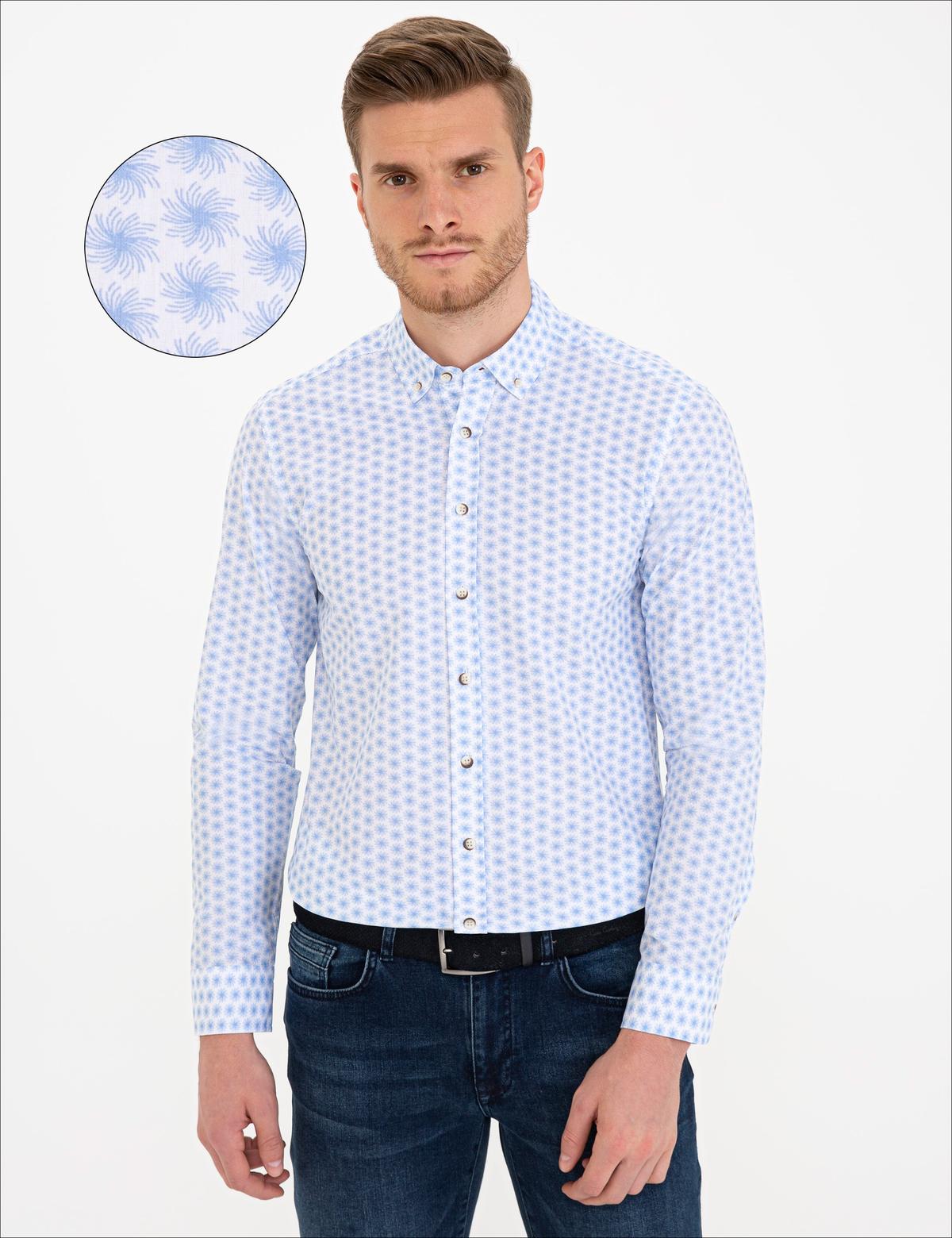 Açık Mavi Slim Fit Uzun Kollu Gömlek