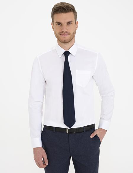 Beyaz Regular Fit Uzun Kollu Basic Gömlek - 50236032002