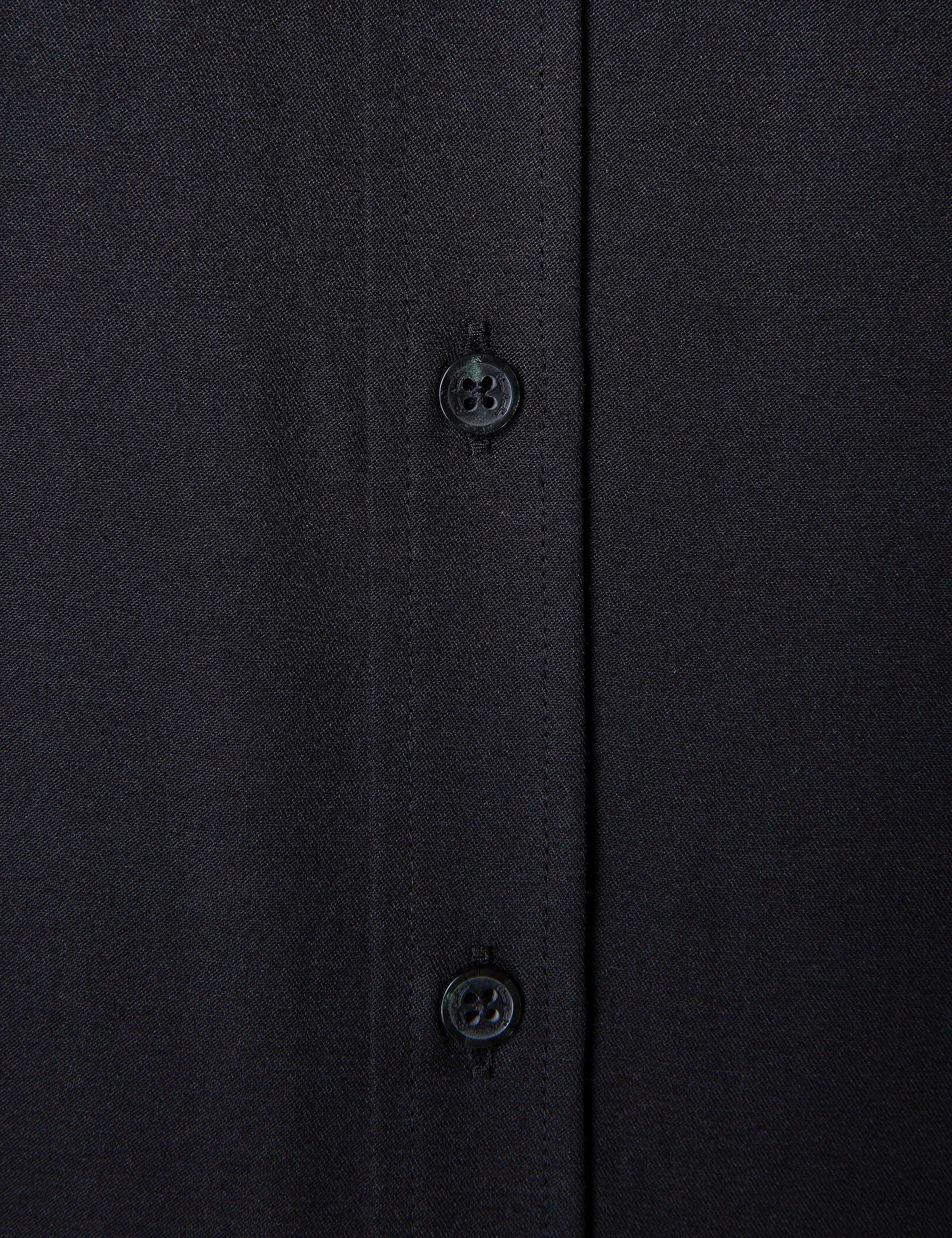 Siyah Regular Fit Uzun Kollu Basic Gömlek - Image 6