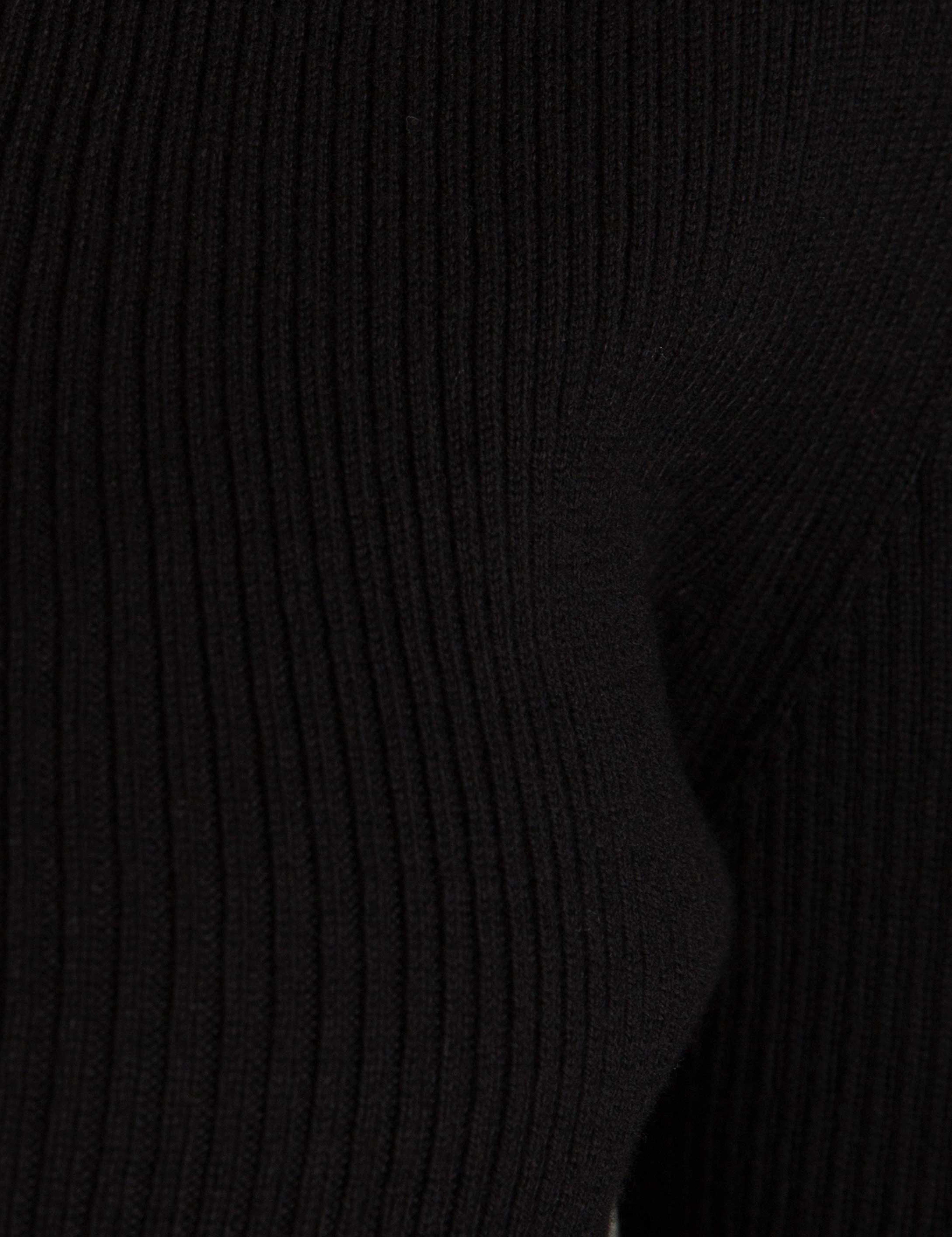 Siyah Slim Fit V Yaka Triko Kazak - Image 5