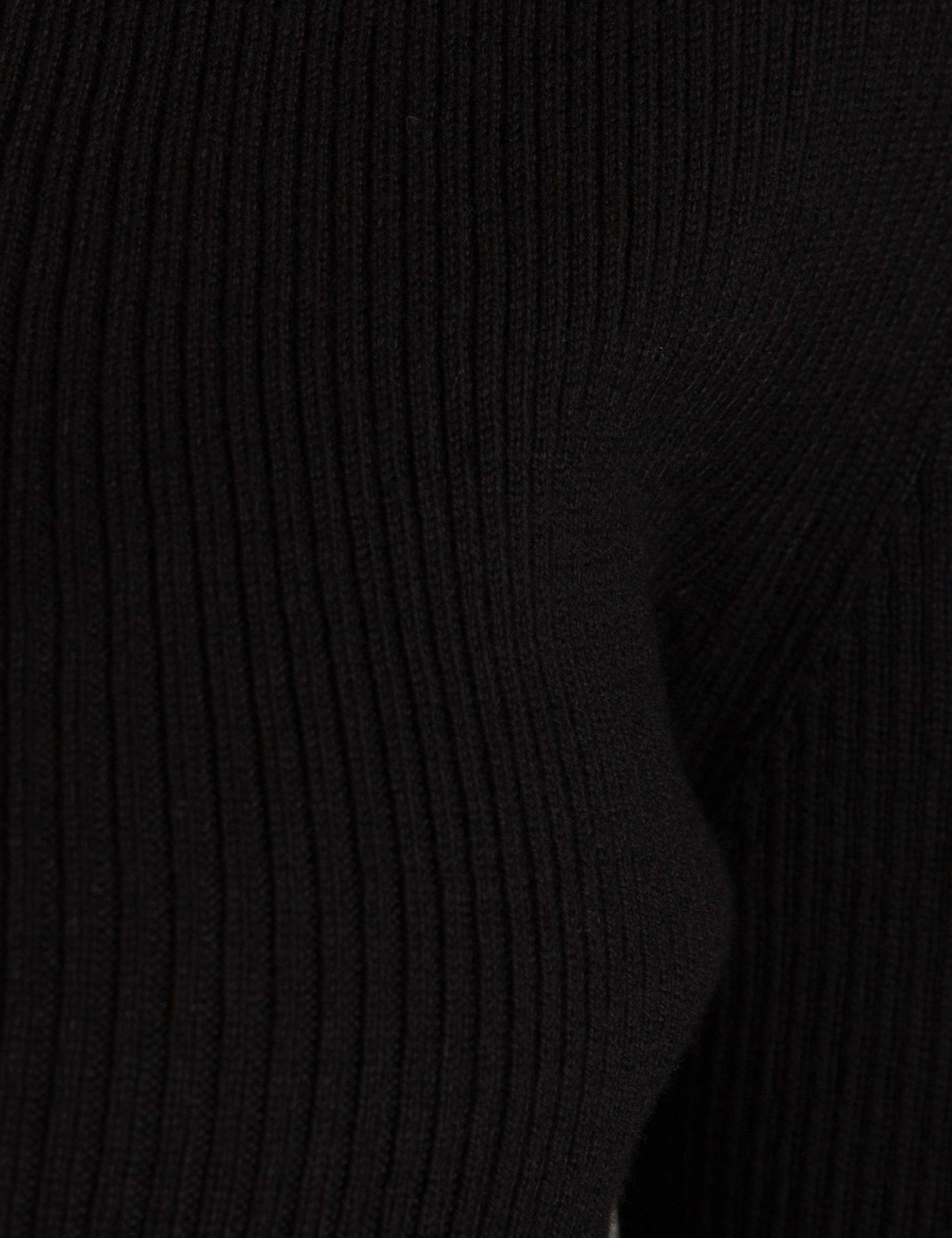 Siyah Slim Fit V Yaka Triko Kazak