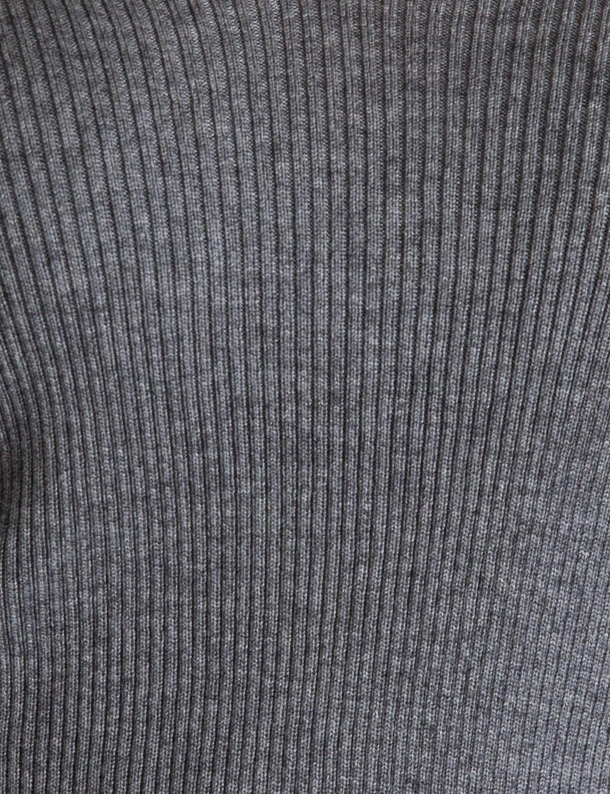 Gri Slim Fit V Yaka Triko Kazak - 50197344053