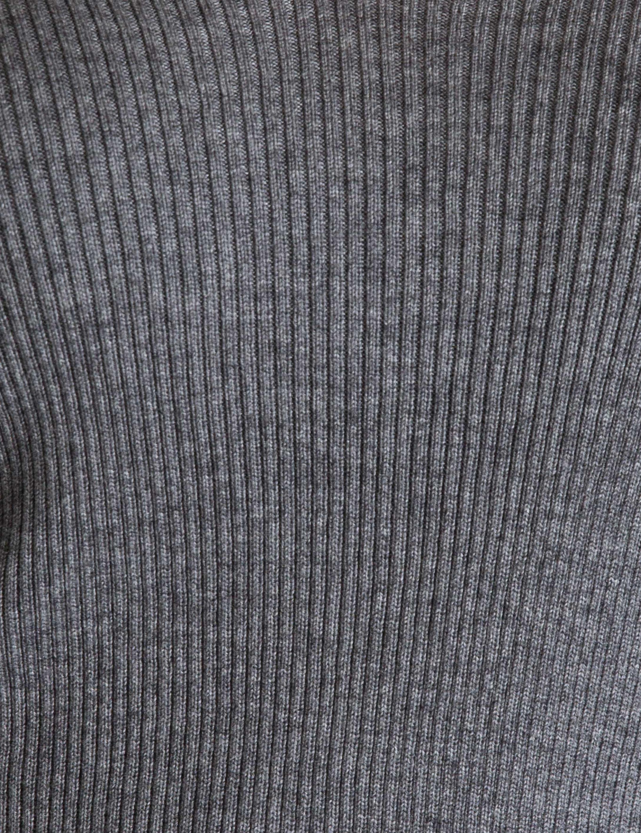 Gri Slim Fit V Yaka Triko Kazak