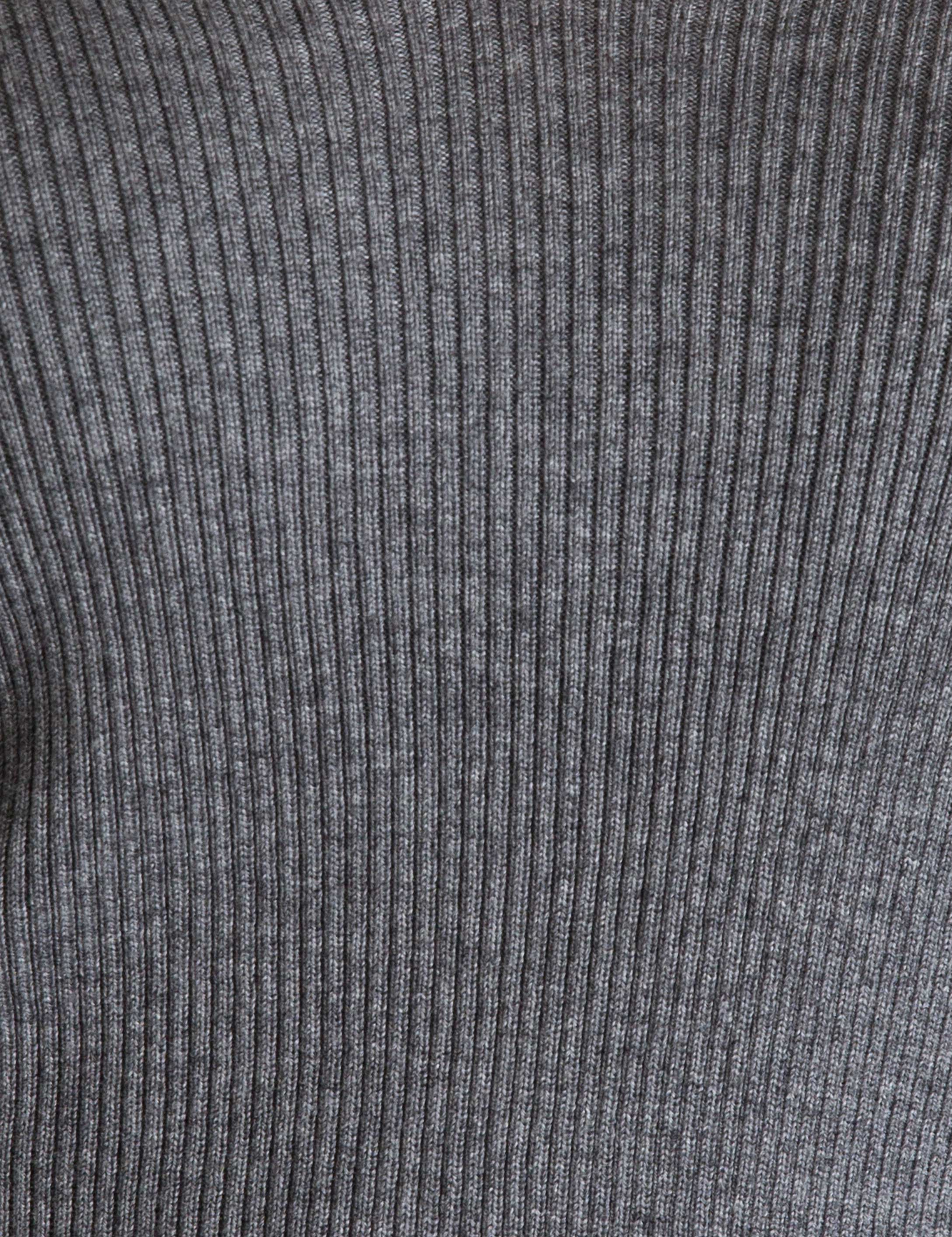 Gri Slim Fit V Yaka Triko Kazak - Image 5