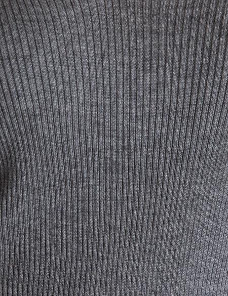 Gri Slim Fit V Yaka Triko Kazak - 50197344053