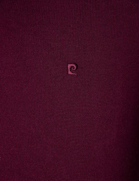 Bordo Slim Fit V Yaka Basic Triko Kazak - 50205303023