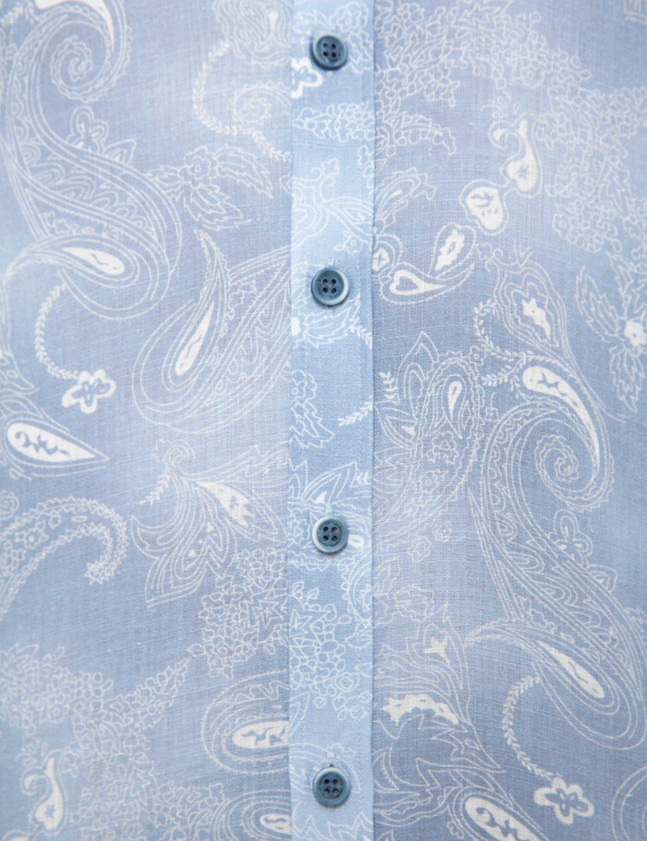 Açık Mavi Slim Fit Keten Gömlek - 50200603023