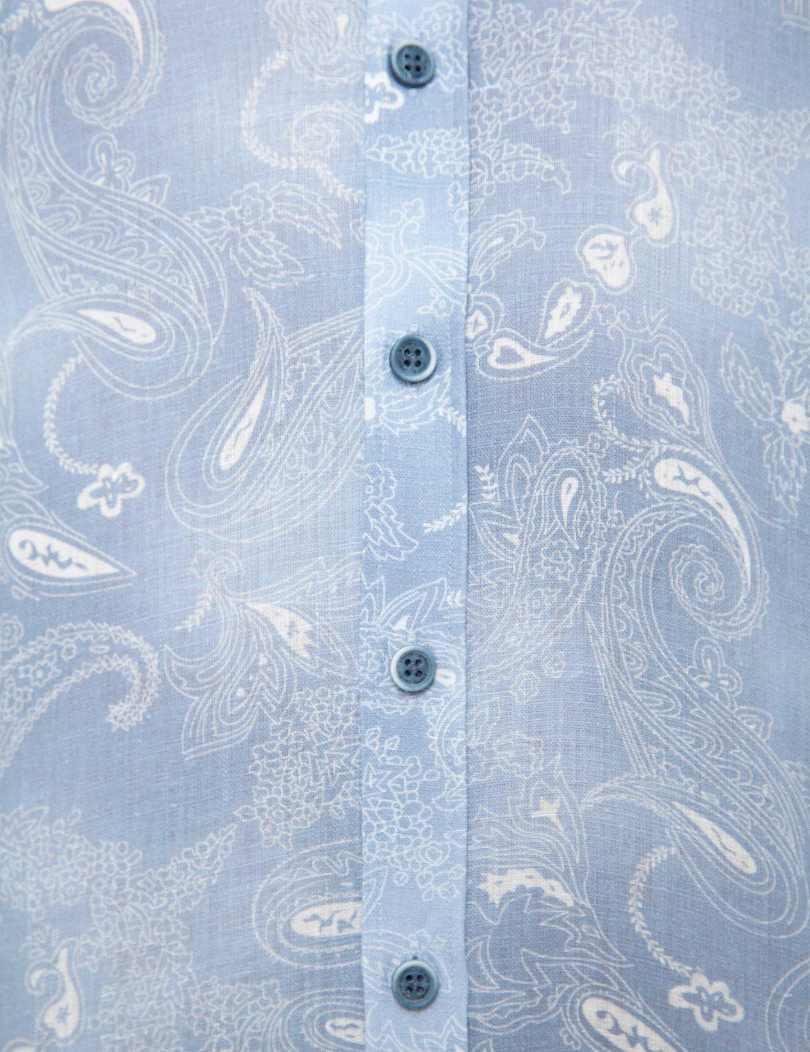 Açık Mavi Slim Fit Keten Gömlek