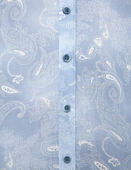 Açık Mavi Slim Fit Keten Gömlek - 50200603023