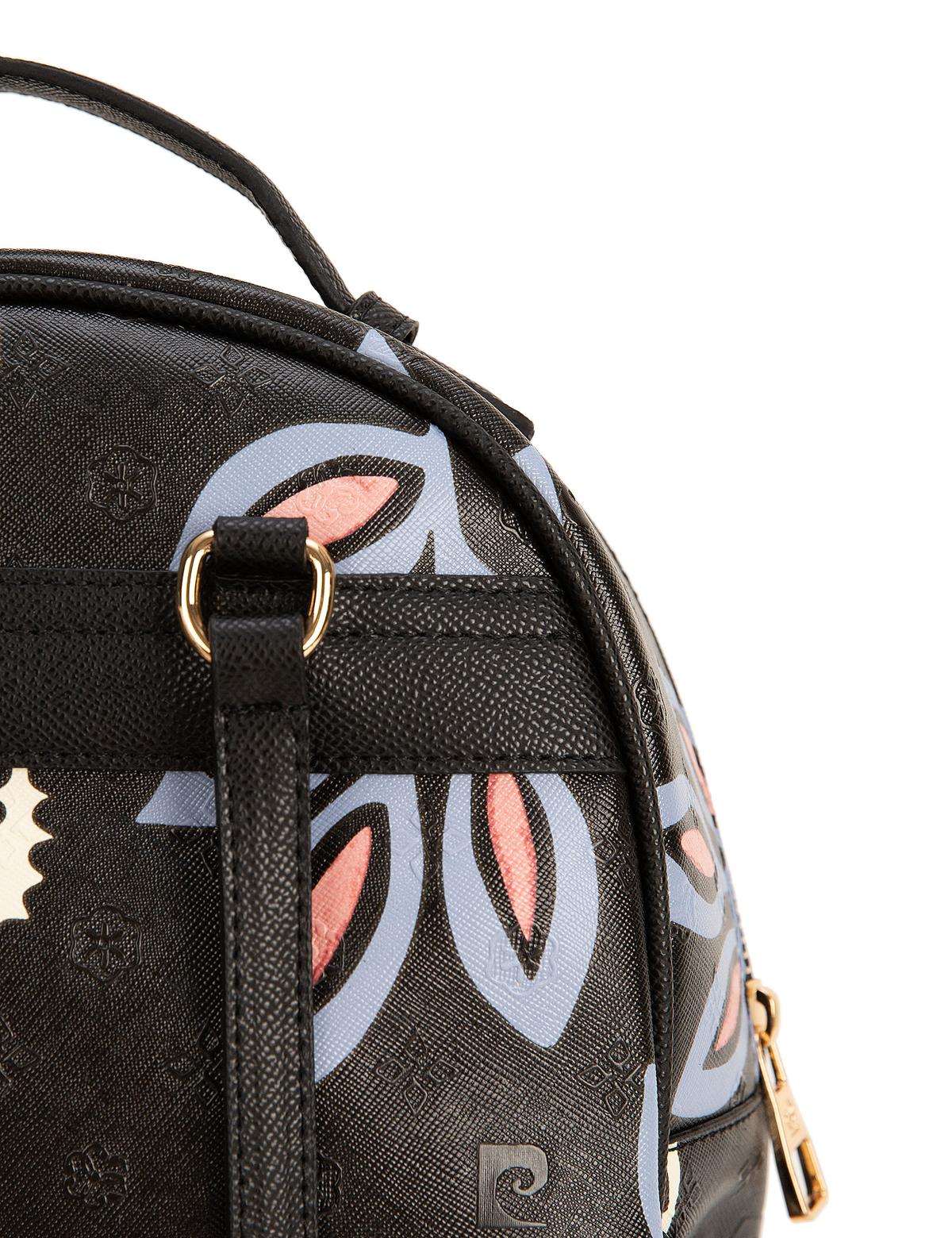 Çiçek Desenli Siyah Sırt Çantası - 50243826002