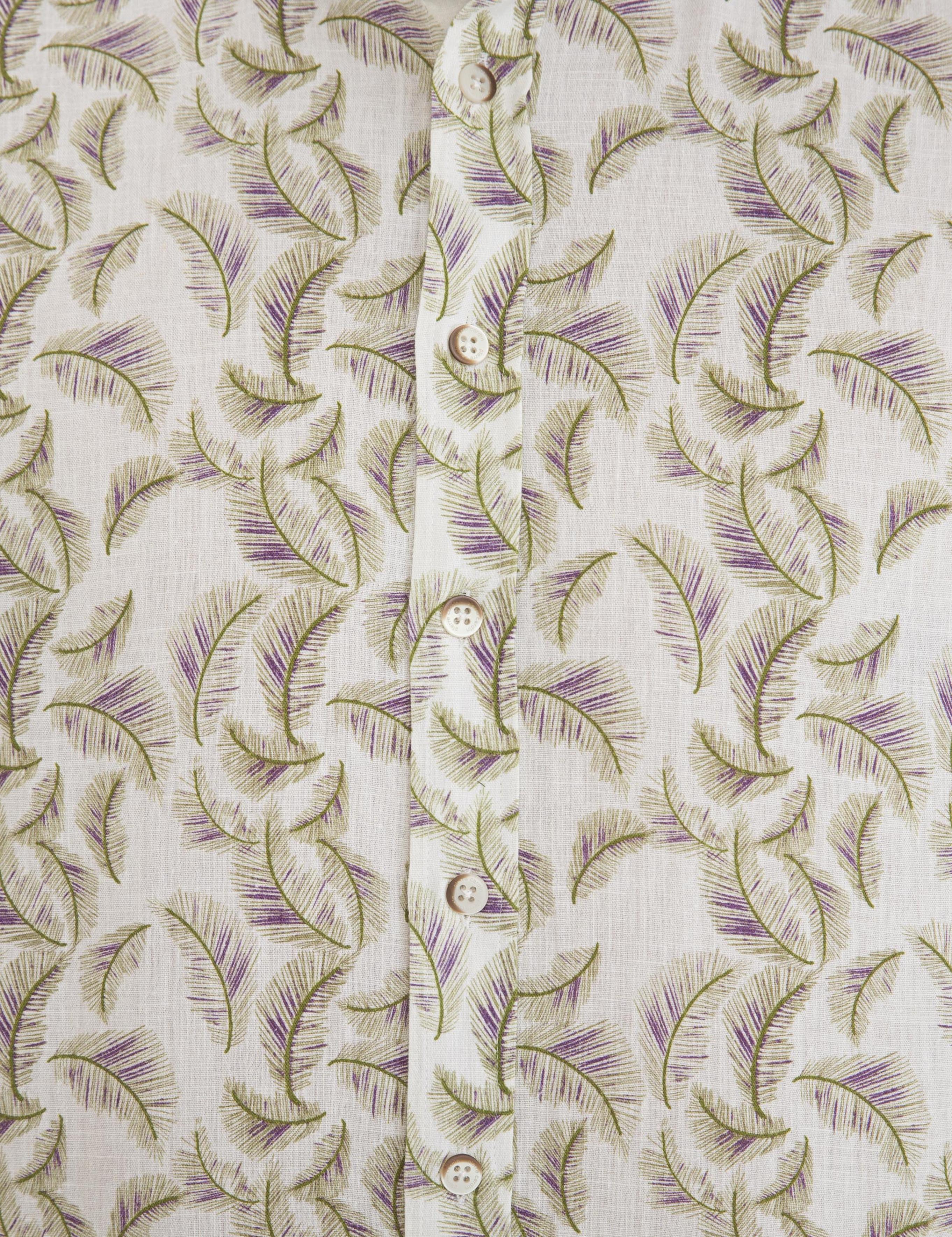 Yeşil Keten Karışımlı Uzun Kollu Gömlek