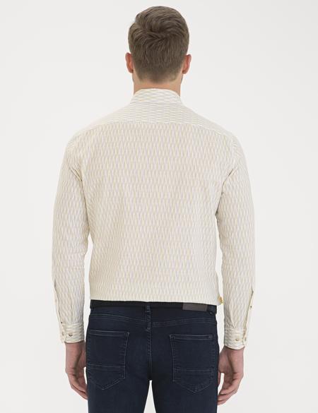 Sarı Keten Karışımlı Regular Fit Uzun Kollu Gömlek - 50233043018