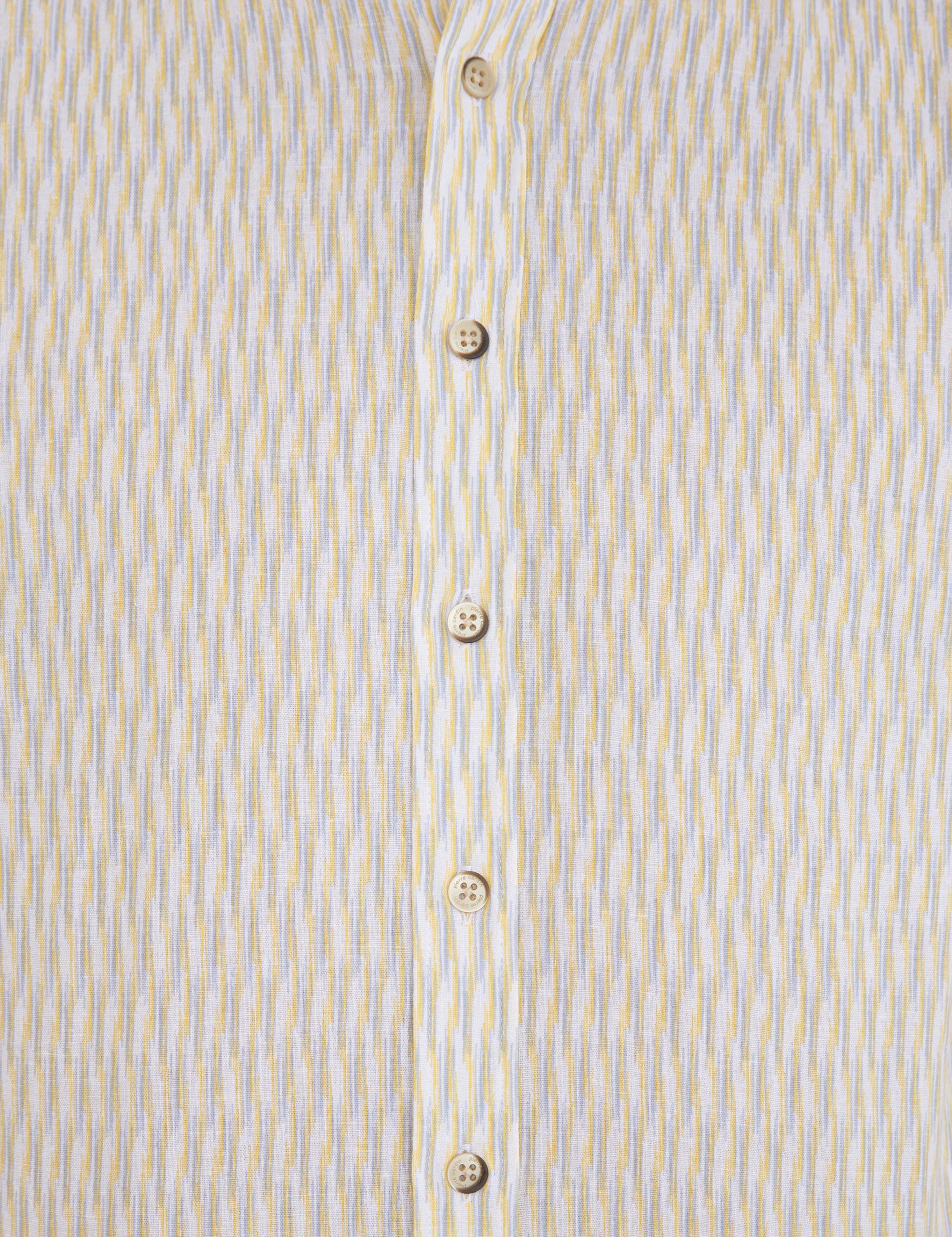 Sarı Keten Karışımlı Regular Fit Uzun Kollu Gömlek